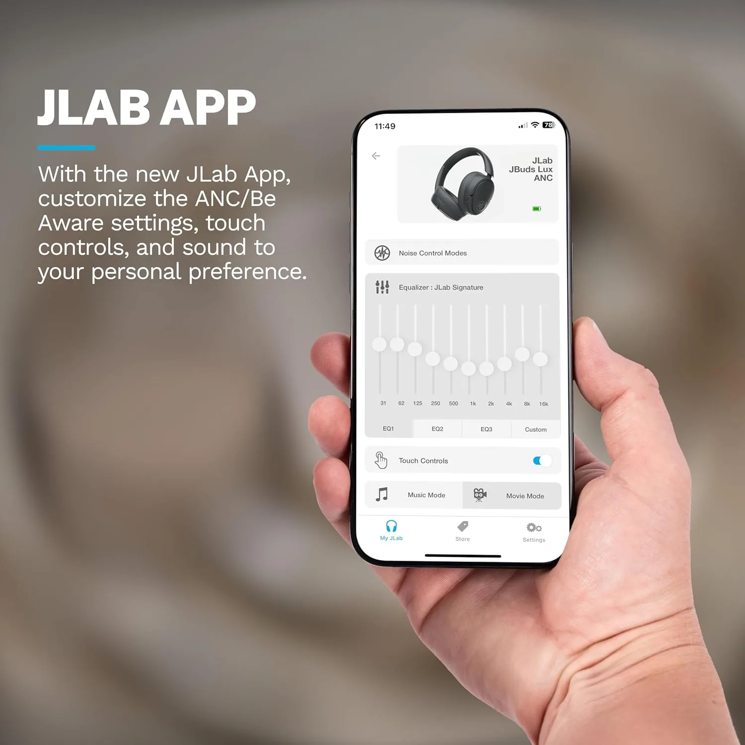 JLab JBuds Lux ANC Jelle Wireless Over-Ear Headphones, Pearl Next Door