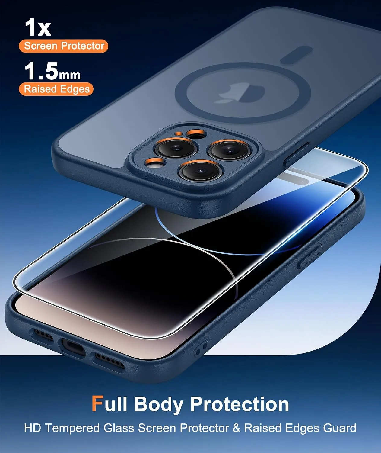 FNTCASE for iPhone 14 Pro Max Case Fit for MagSafe Blue