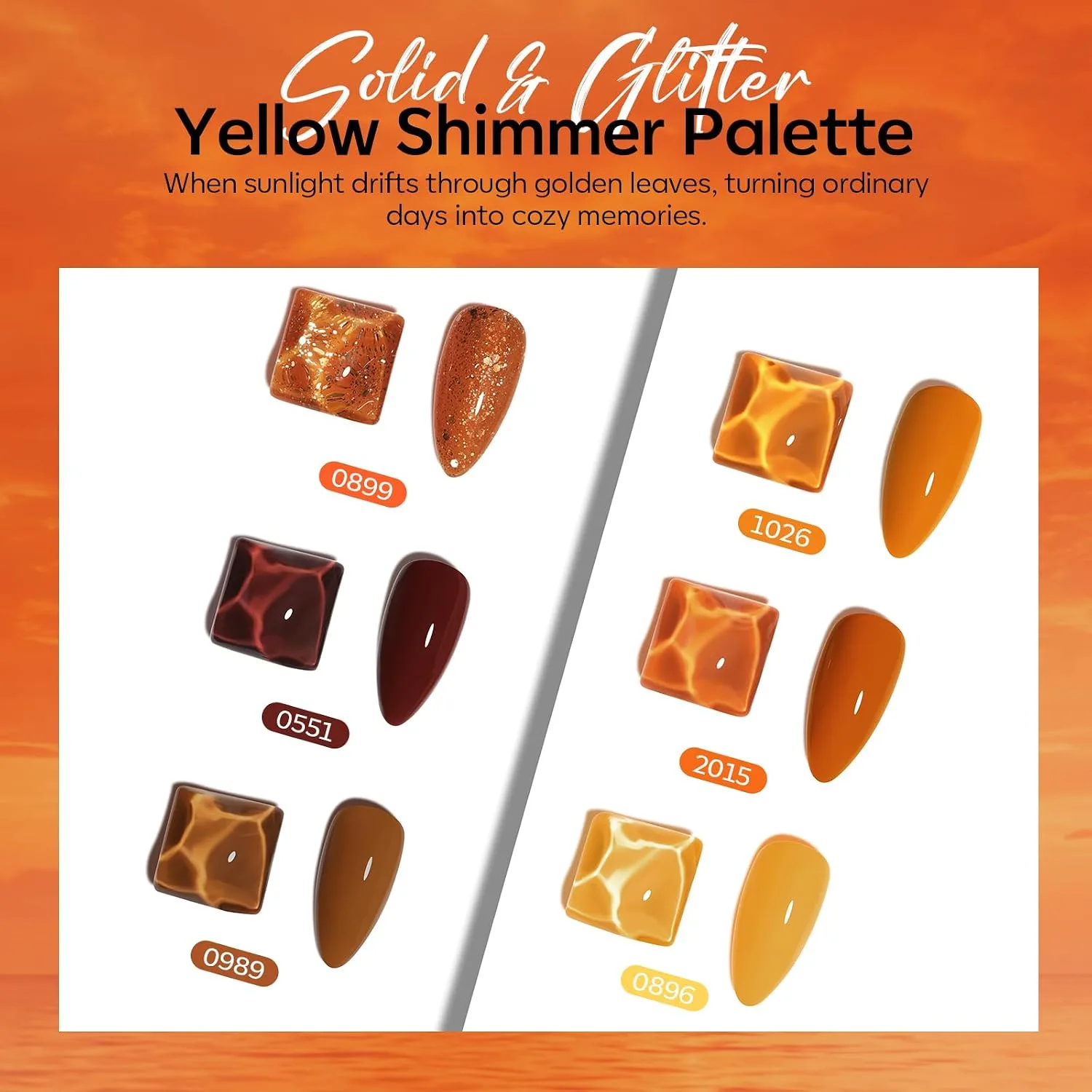 modelones Gel Nail Polish Set Glitter 6 Colors Brown Maple Red Nail Polish