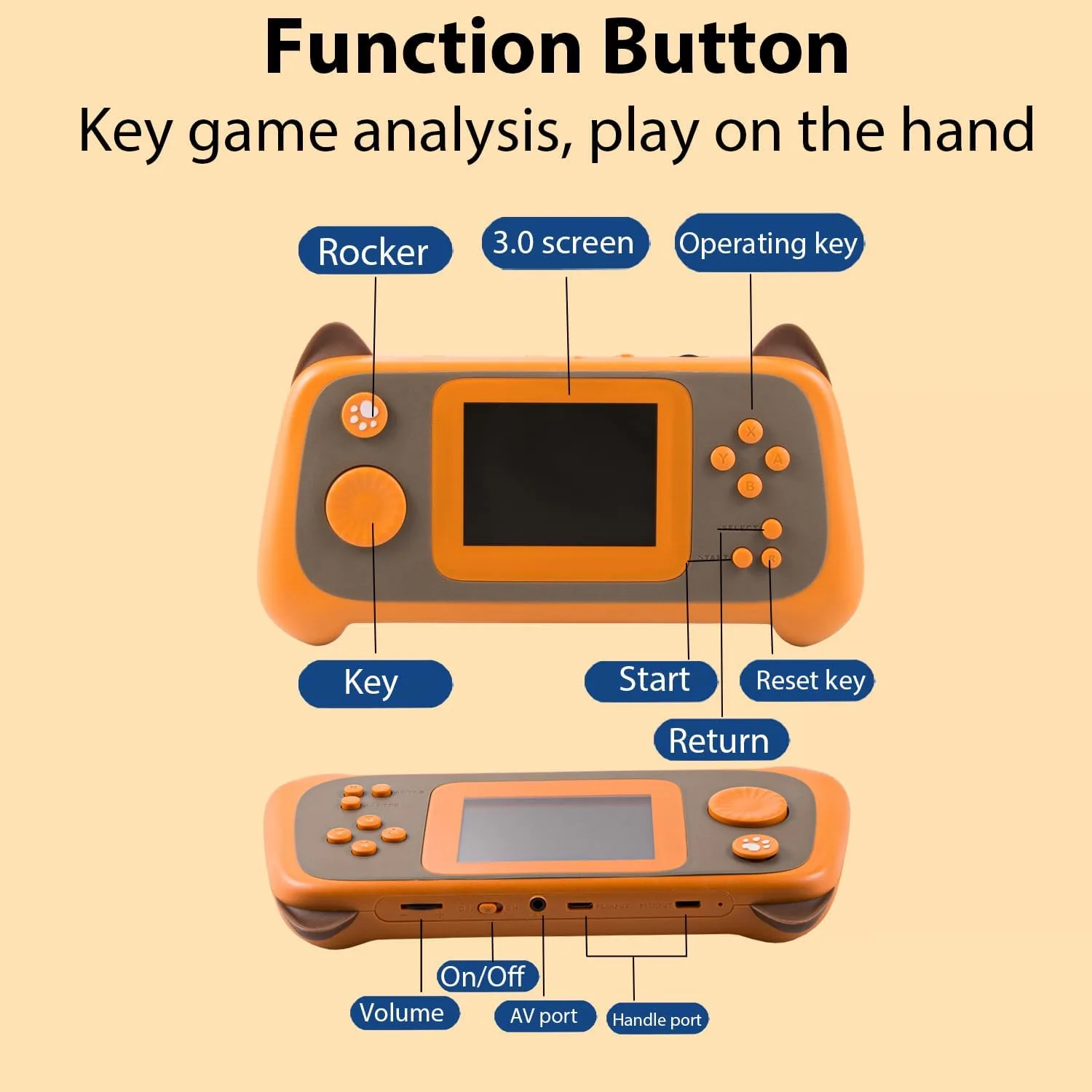 Handheld Game Console with 666 Classical FC Games Retro Mini Game Machine 3.0-Inch Color Screen Support for TV Output , Presents Birthday for Friends (Orange)