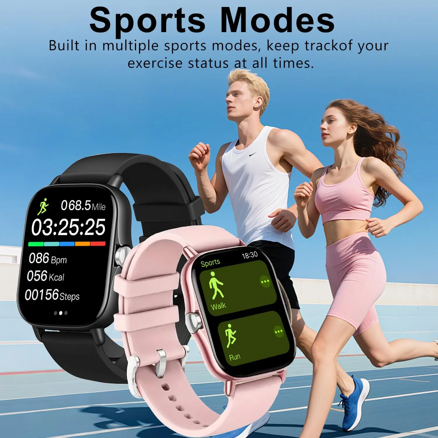 Smart Watch, 1.81" Upgraded Full Touchscreen Smart Watch for Android iPhones with Bluetooth Call, Sleep Tracker, Multiple Sports Fitness Tracker with Smart Watches for Women Men (Pink)