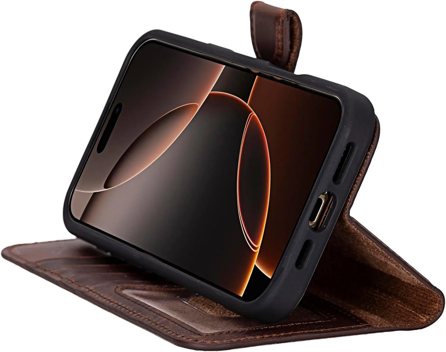 VENOULT Wallet Case for iPhone, Full Grain Genuine Turkish Leather, Magnetic Detachable, RFID 4 Card Slots, Business Style, Compatible with MagSafe (Vintage, iPhone 16 Pro MAX)