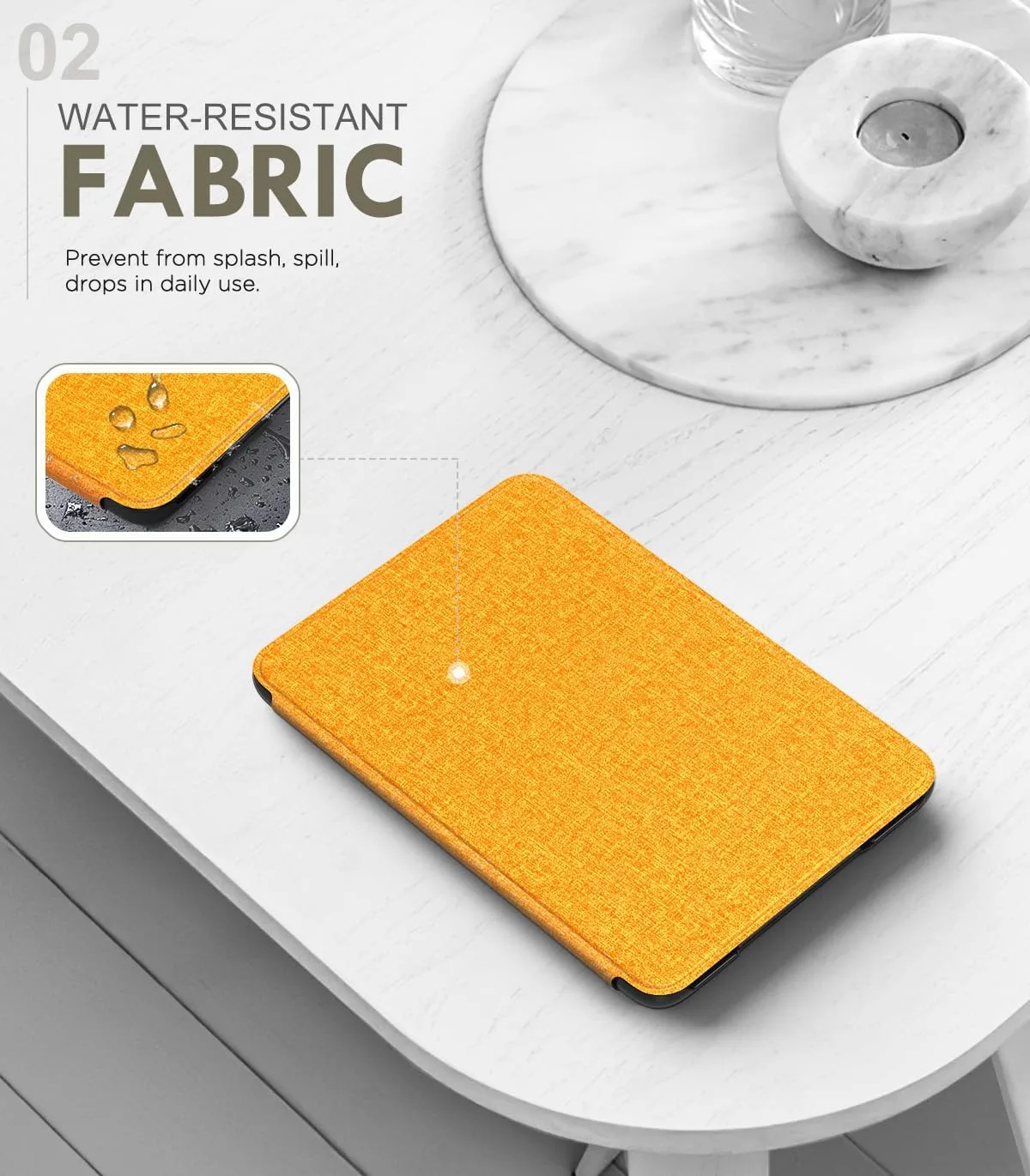 MoKo Case for 6" Amazon Kindle Basic 11th Gen 2024/2022, Denim Orange