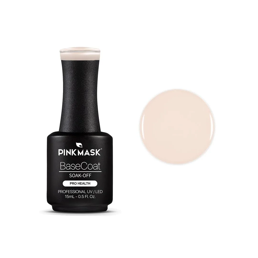 PINK MASK Professional Gel Color Base Coat Nail Polish - 15ml / 0.5 oz - Multiple Shades & Strengthening Formula - Long Lasting Soak Off UV/LED Gel Polish (Tip Base Coat)