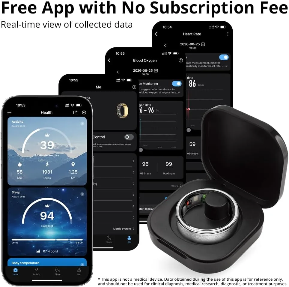 COLMI R10 Smart Ring, Sleep Health & Skin Temperature & 5ATM(Silver, 8)