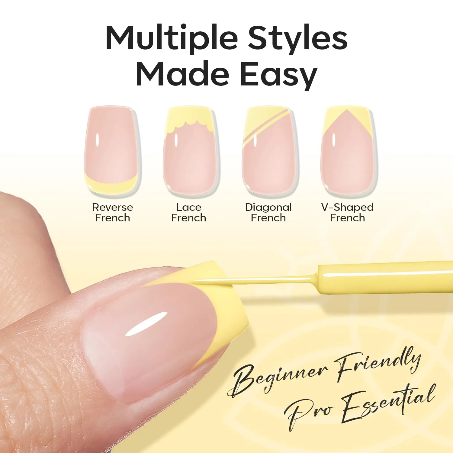 modelones Butter Yellow French Tip Liner Gel Polish 15ml Fine Brush