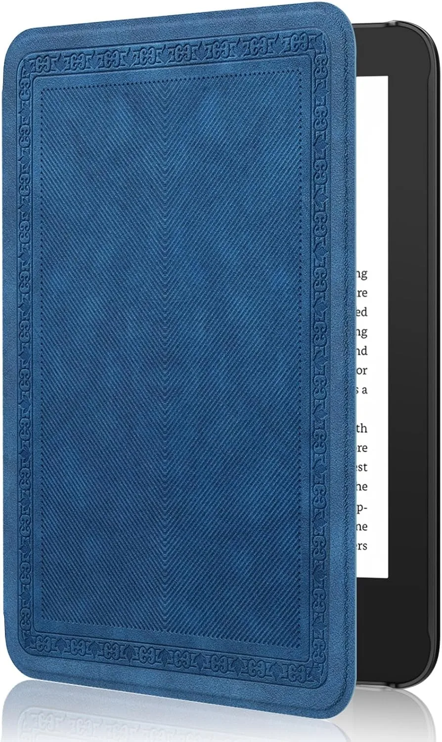 MoKo Case for 6" Amazon Kindle Basic 11th Gen 2024/2022,Blue Vintage Twill