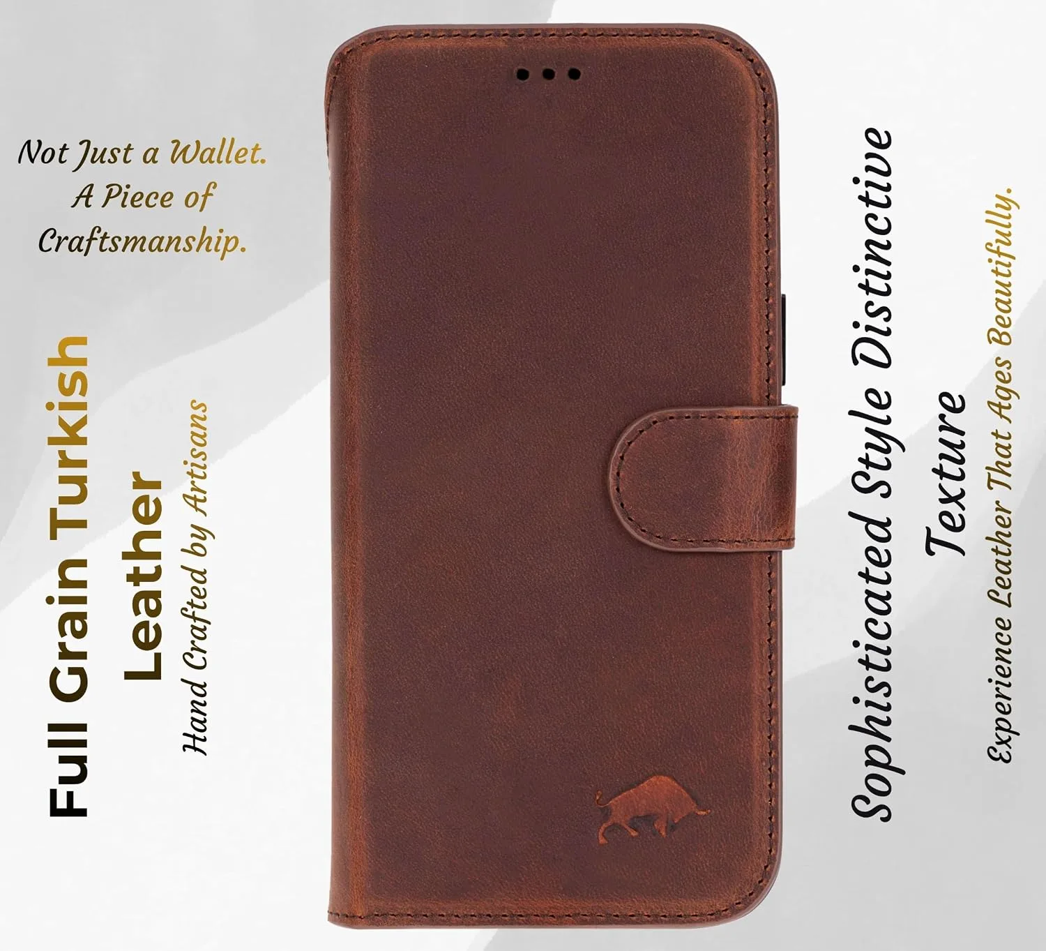 VENOULT Full Grain Genuine Leather Wallet Case for iPhone 18/17 Pro MAX