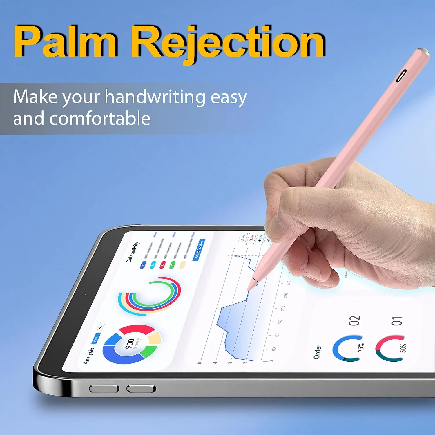 Stylus Pen for iPad 2026-2018, 15 Mins Fast Charge Pencil for iPad A16 11th/10th/9-6th Gen, Air M4/M3/M2/11-13"/5/4/3, Pro M4 11/12.9/13, Mini A17 Pro/6/5, Tilt Sensitivity Palm Rejection - Pink