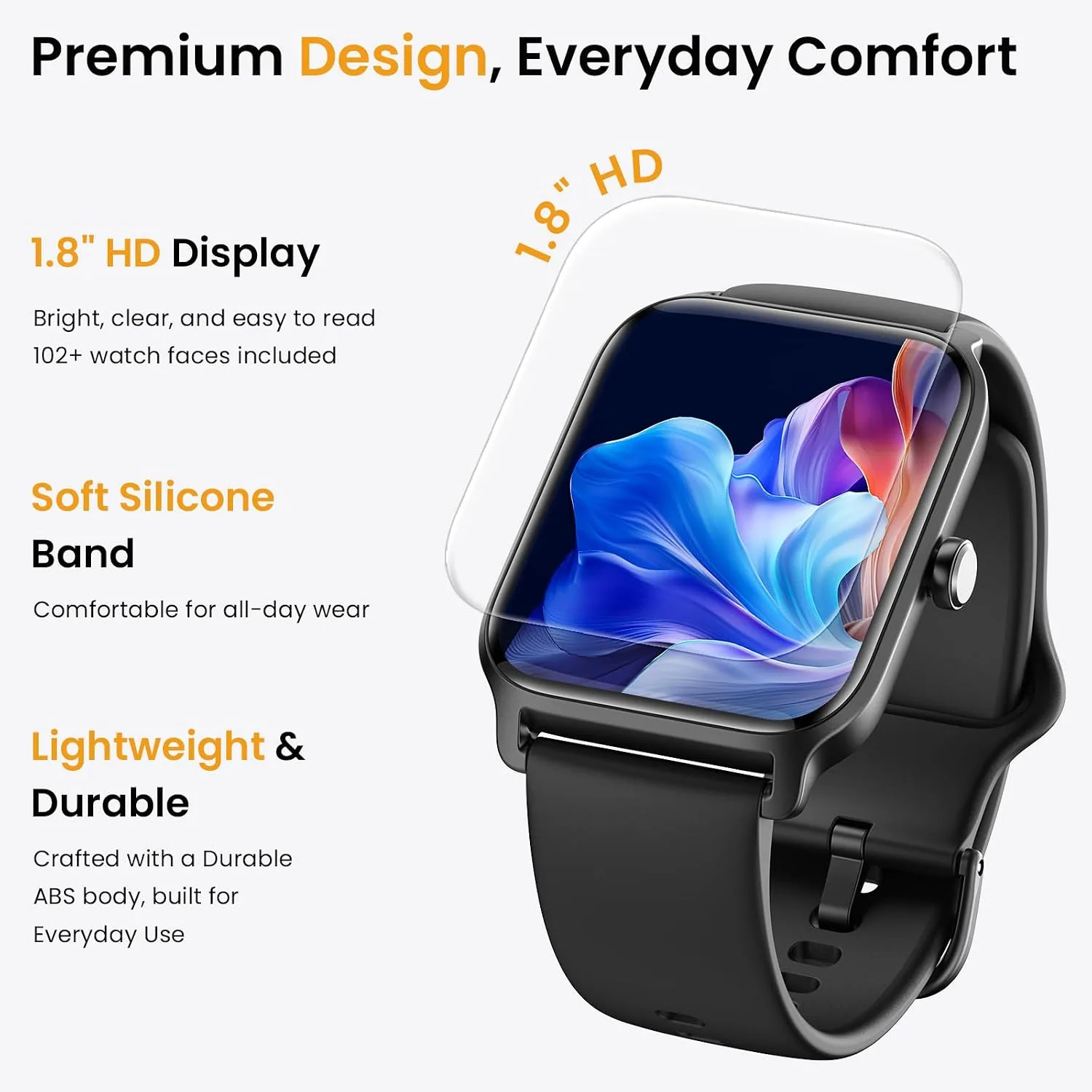 Fitpolo Smart Watches for Men Android & iPhone, Alexa Built-in [1.8" HD Screen] IP68 Waterproof Fitness Watch with Bluetooth Call (Answer/Make), Heart Rate/Sleep/SpO2 Monitor, 105+ Sports Tracker