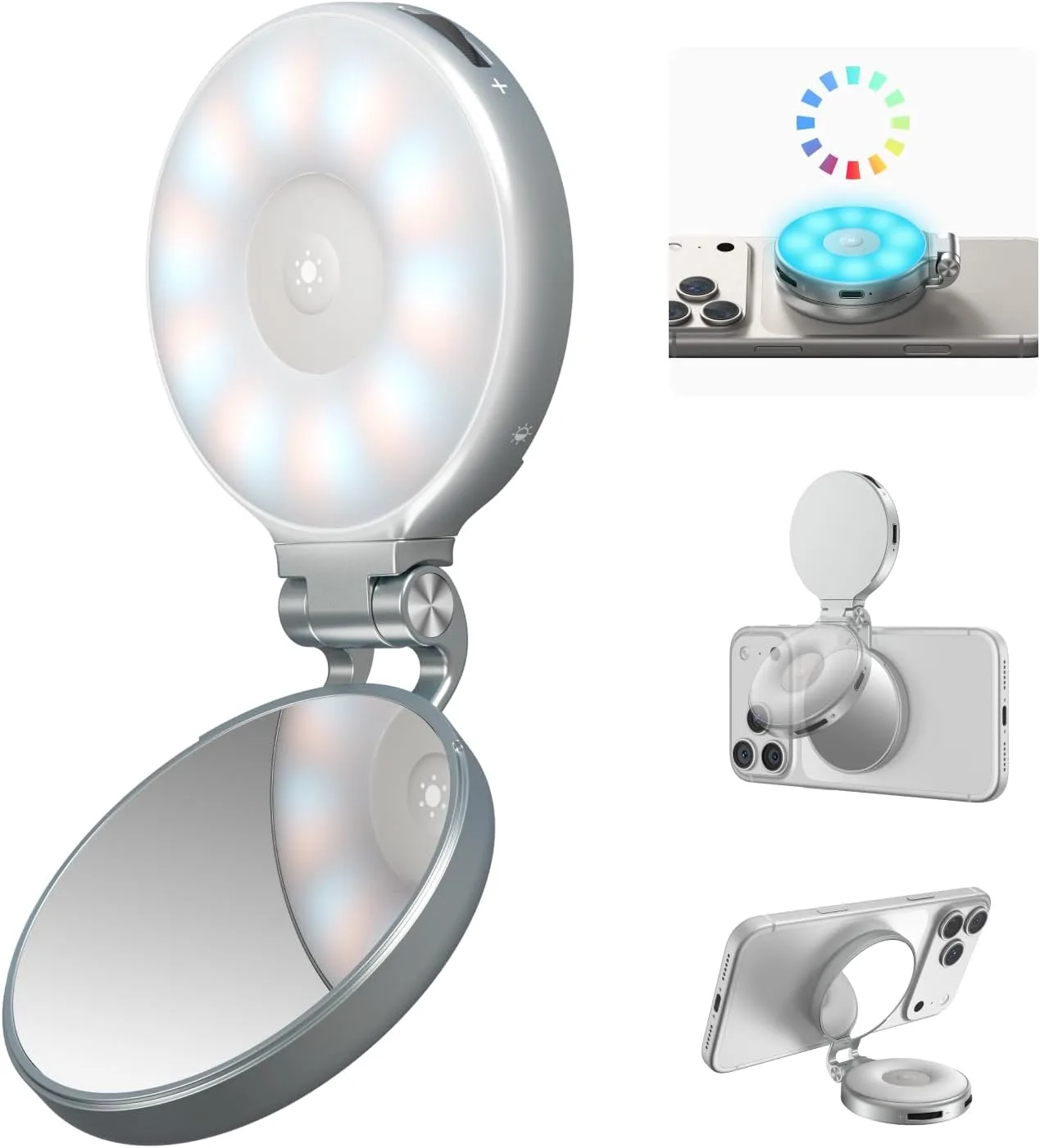TELESIN 4-in-1 RGB Selfie Light with Mirror for Phone