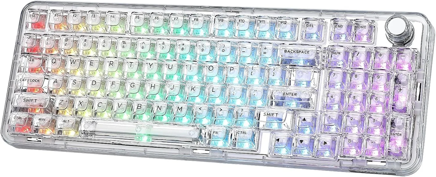 Teclado Gamer Mecánico Inalámbrico Yunzii X98 Blanco Crystal Switch