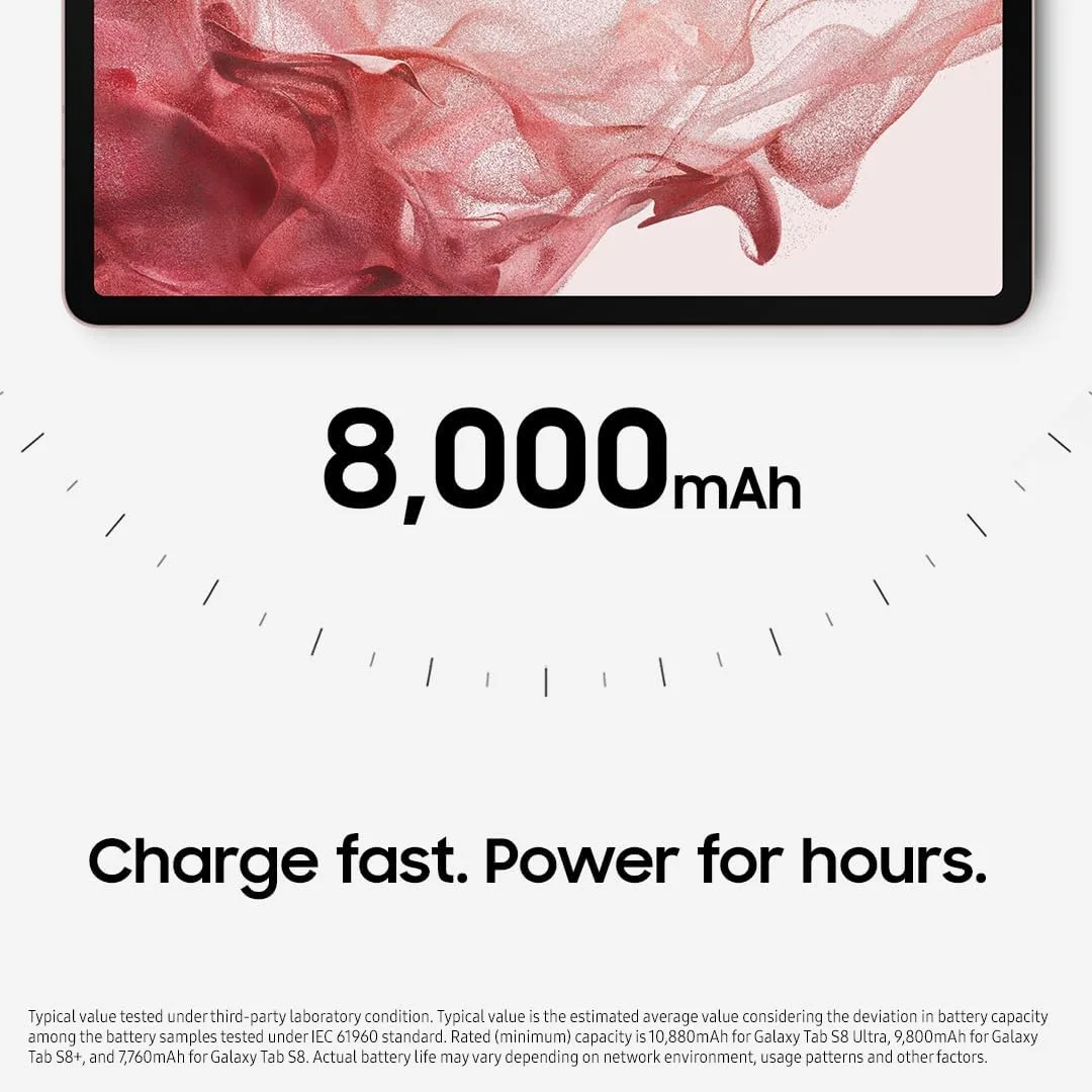 Samsung Galaxy Tab S8 11” 128GB WiFi 6E Android Tablet, PC Experience, Large LCD Screen, S Pen Included, Ultra Wide Camera, Expandable Memory, Long Lasting Battery, US Version, 2022, Graphite