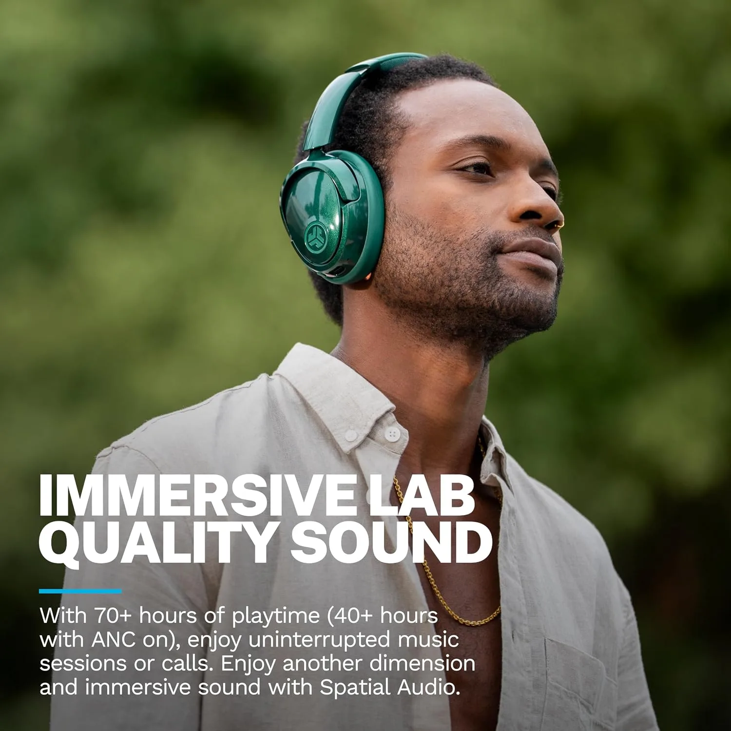 JLab JBuds Lux ANC Jelle Wireless Over-Ear Headphones, Fir Sure
