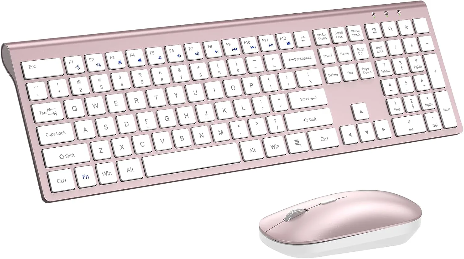 Wireless Keyboard and Mouse Combo, Ultra Slim Full Size Silent Keyboard