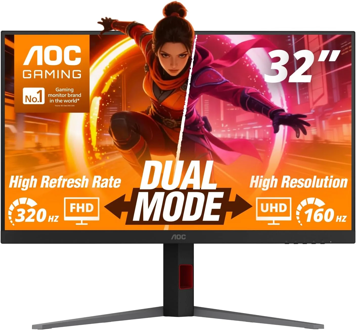 AOC 32" Gaming Monitor 4K Dual Mode 320Hz NVIDIA G-SYNC Compatible U32G4