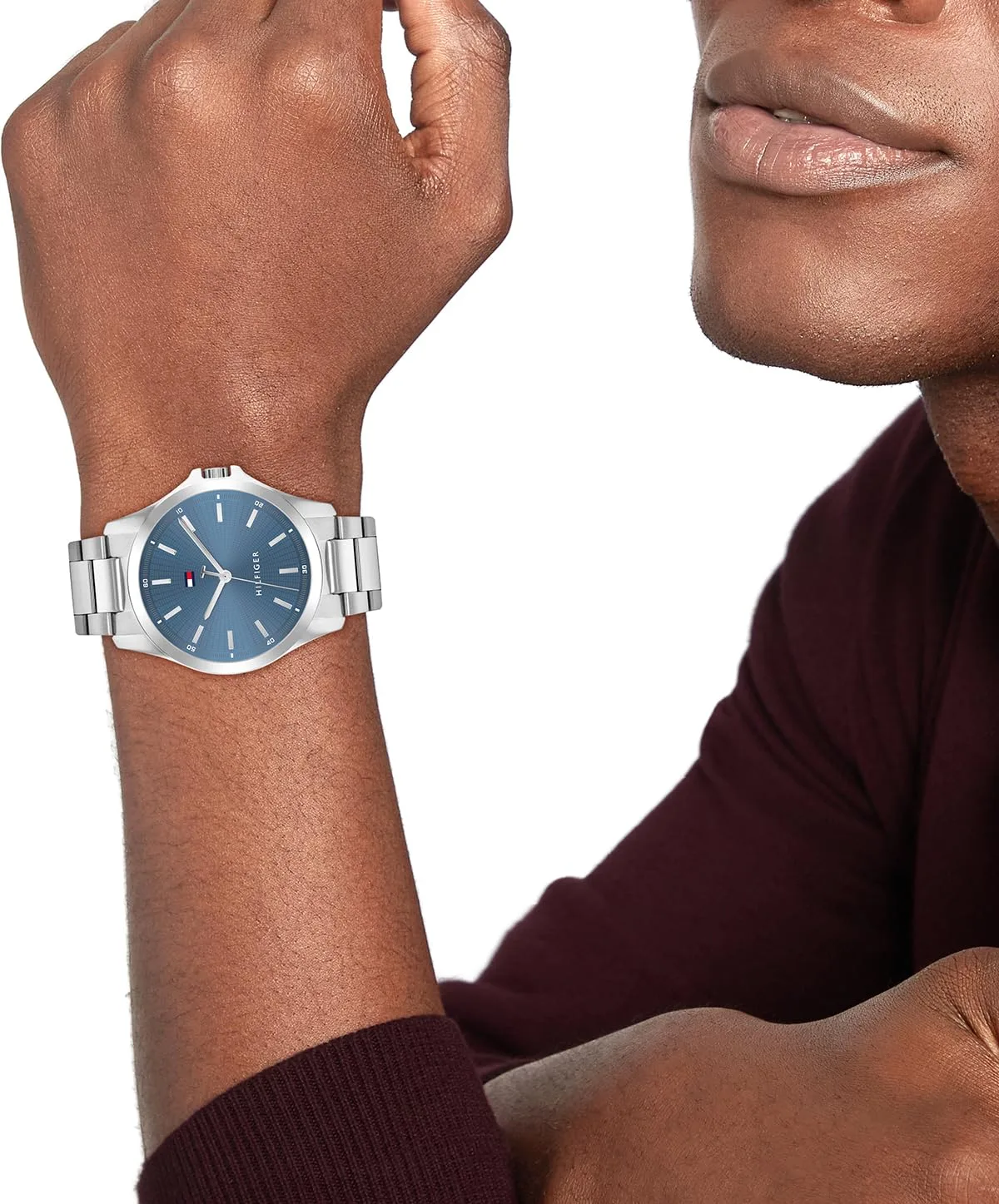Tommy Hilfiger Men's 3H Quartz Watch, Stainless Steel Bracelet, Water Resistant 3 ATM, Modern and Stylish Timepiece, Gift for Him, 42mm