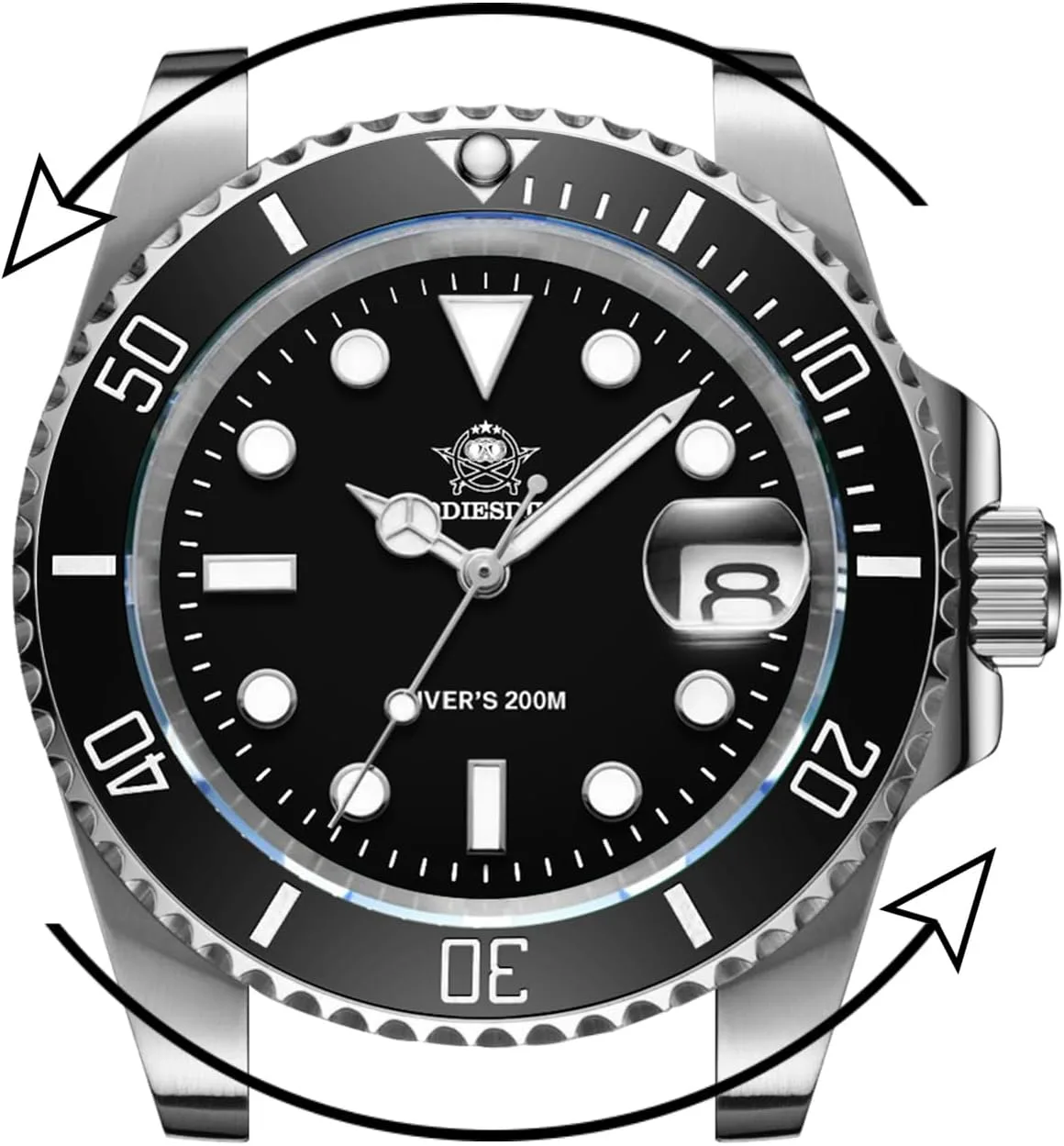 ADDIESDIVE 41 MM Mens Dive Watch Quartz Movement Watches for Men Easy to Read Dial 200 M Waterproof BGW9 Luminous Analog Orange/Red/Green/Black Gradient Dial
