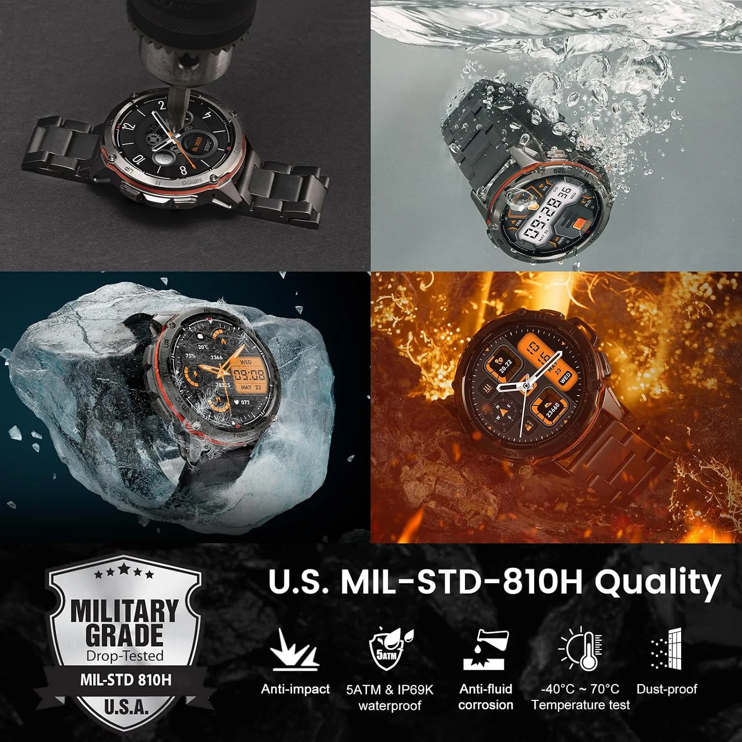 AMAZTIM T3 Ultra Smart Watches for Men, GPS, Rugged, Stainless Steel Body