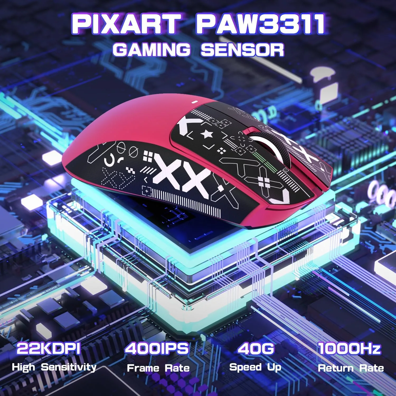 ATTACK SHARK X11 SE Ultra-Light Wireless Gaming Mouse, Berry Red&Sticker