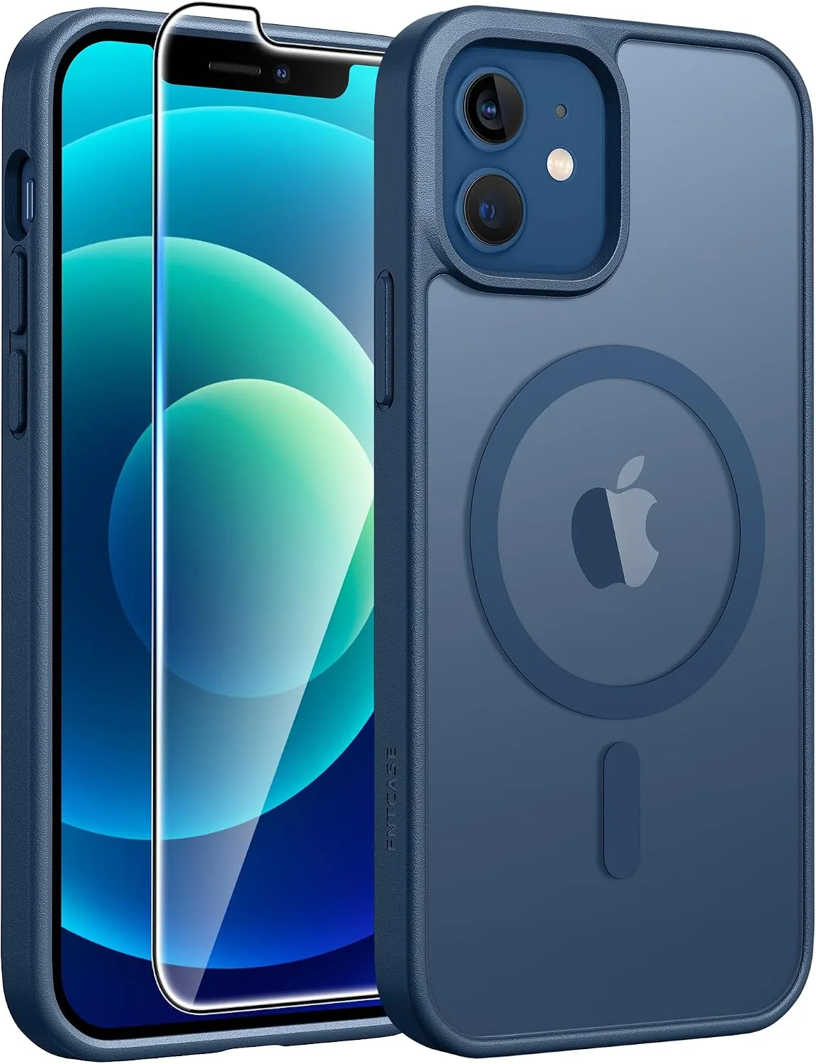 Carcasa Fntcase para iPhone 12/iPhone 12 Pro Azul Translúcido con MagSafe