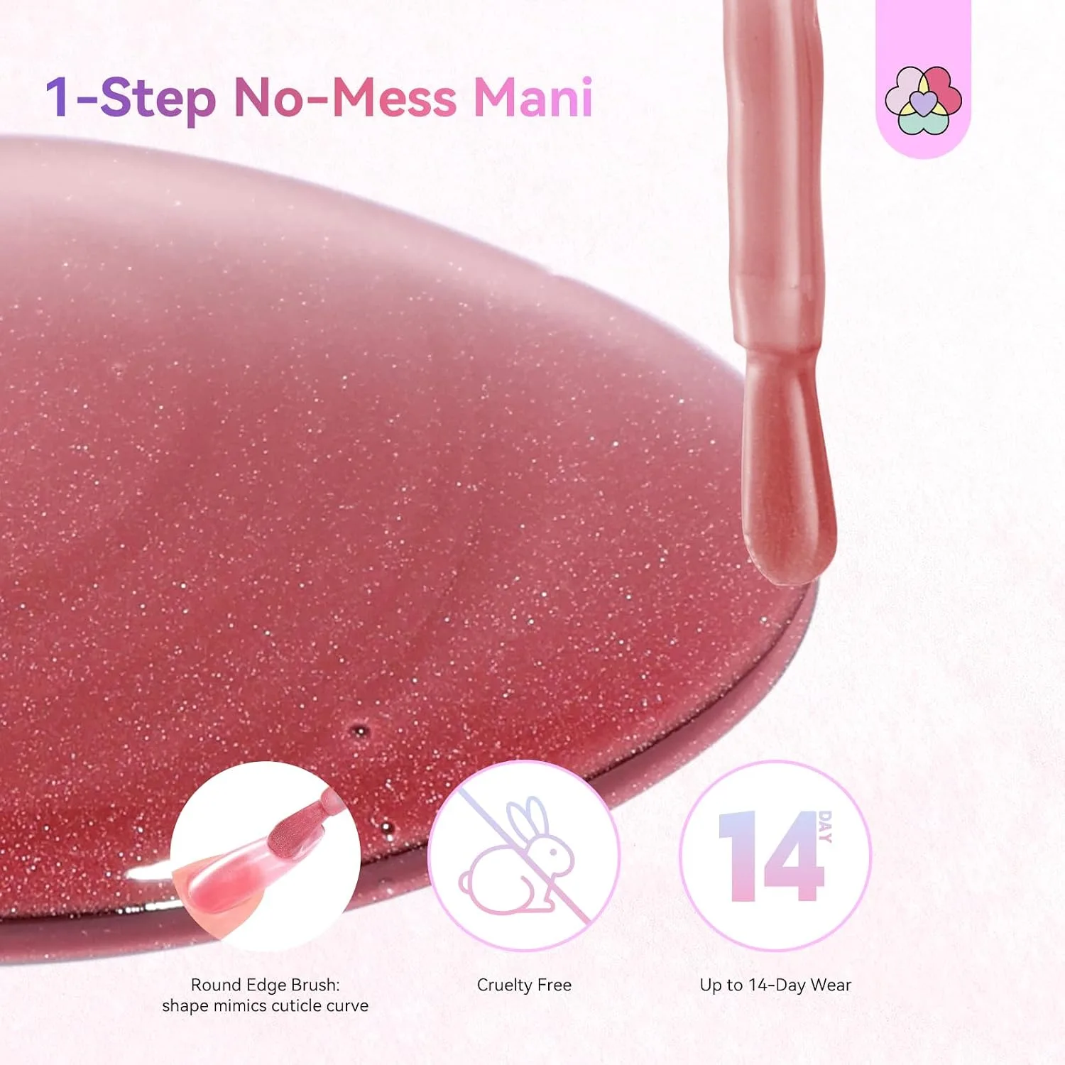 SAVILAND Glazed Nails One-Step Gel Nail Polish: Cat Eye Nail Polish Art Pen 15 ML 5-in-1 Rosy Pink 0.5oz One-Min Manicure Quick & Easy Create Naturally Curved Manicure Magnetic Polish Home Manicure
