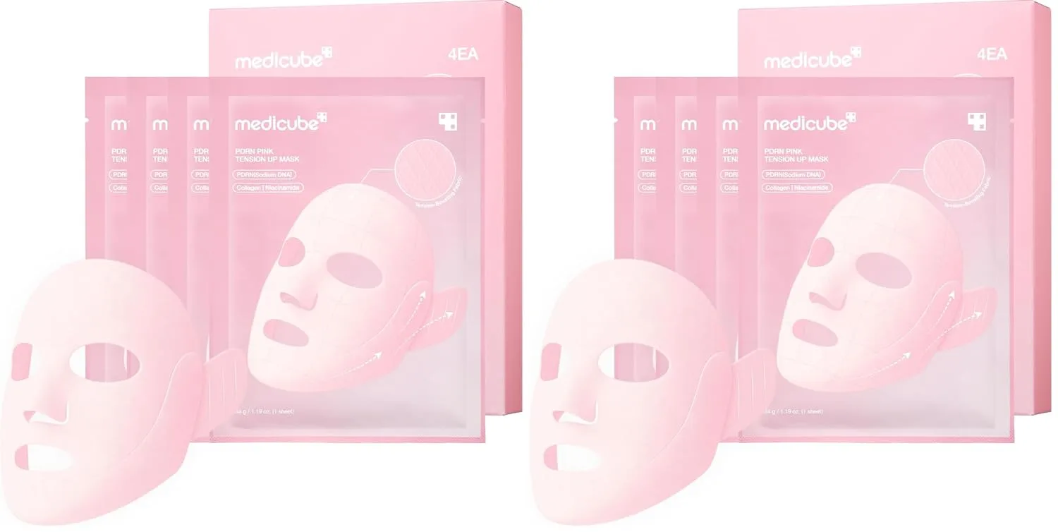 medicube PDRN Pink Tension Up Sheet Mask | 3-Step Contouring Mask (Pack of 2)