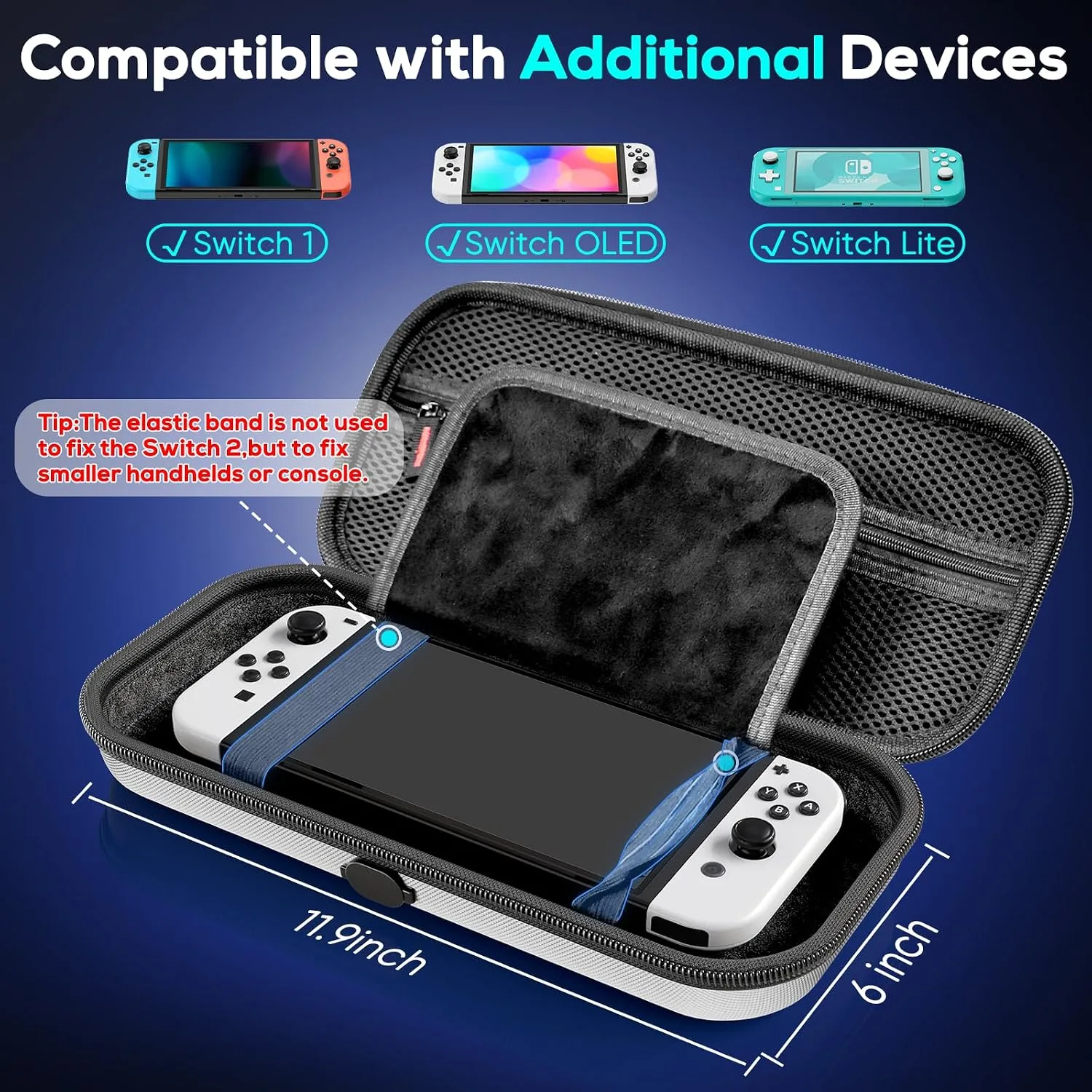 Auarte [Charge Inside Carrying Case for Switch 2 Console (2025)/OLED-White