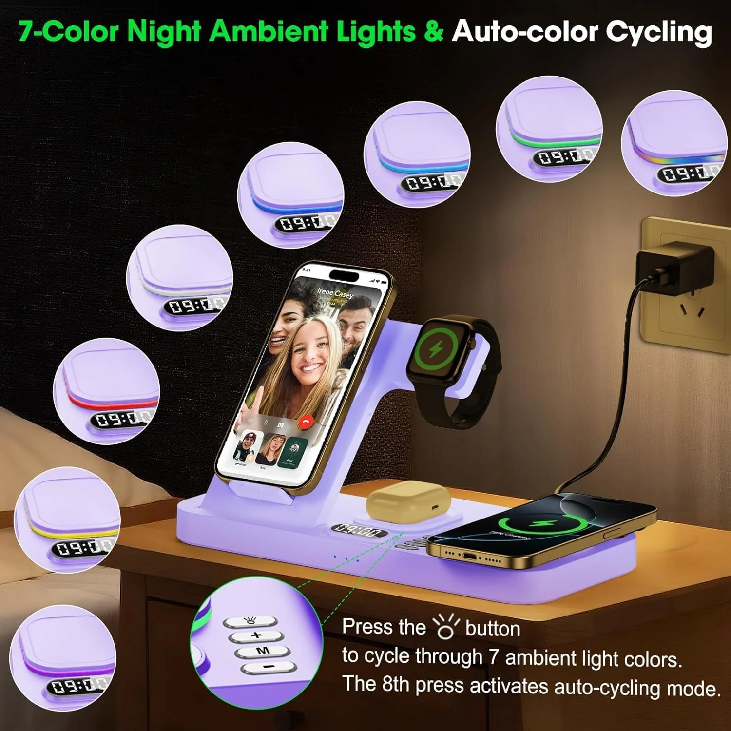 Dual Phone Foldable Wireless Charging Station for Apple, Couple&Family Use