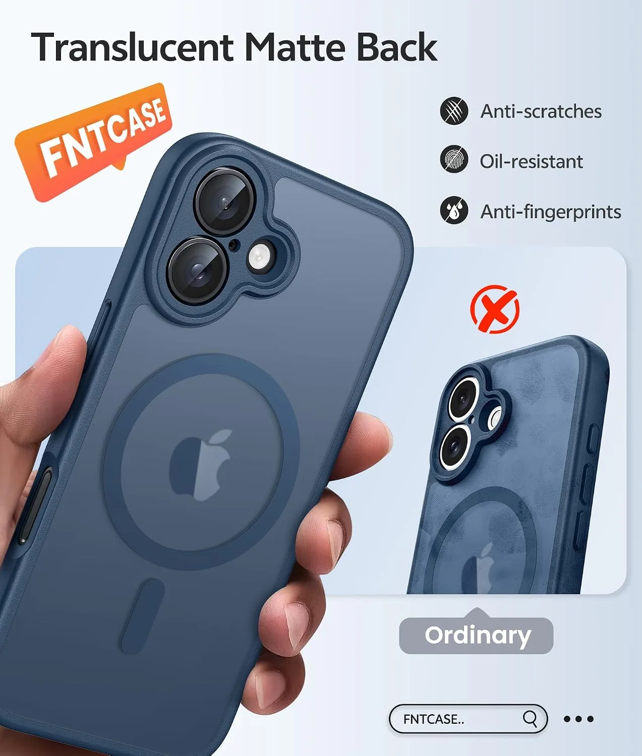 FNTCASE for iPhone 16 Plus Case, Fit for Magsafe,  Blue