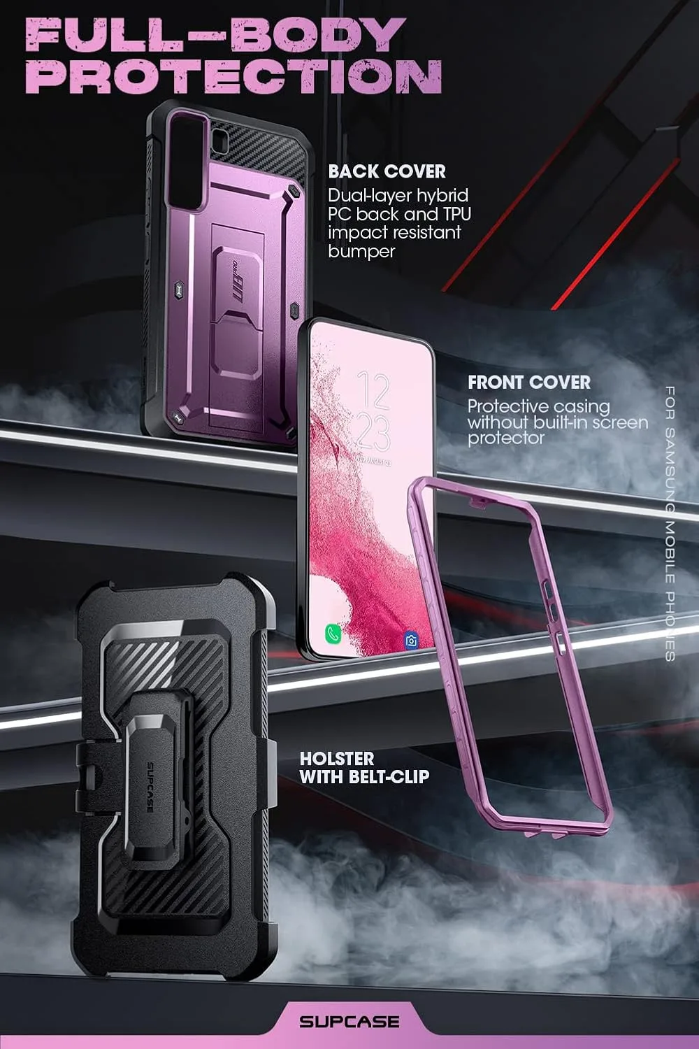 SUPCASE for Samsung Galaxy S22 Case with Built-in Kickstand, Purple