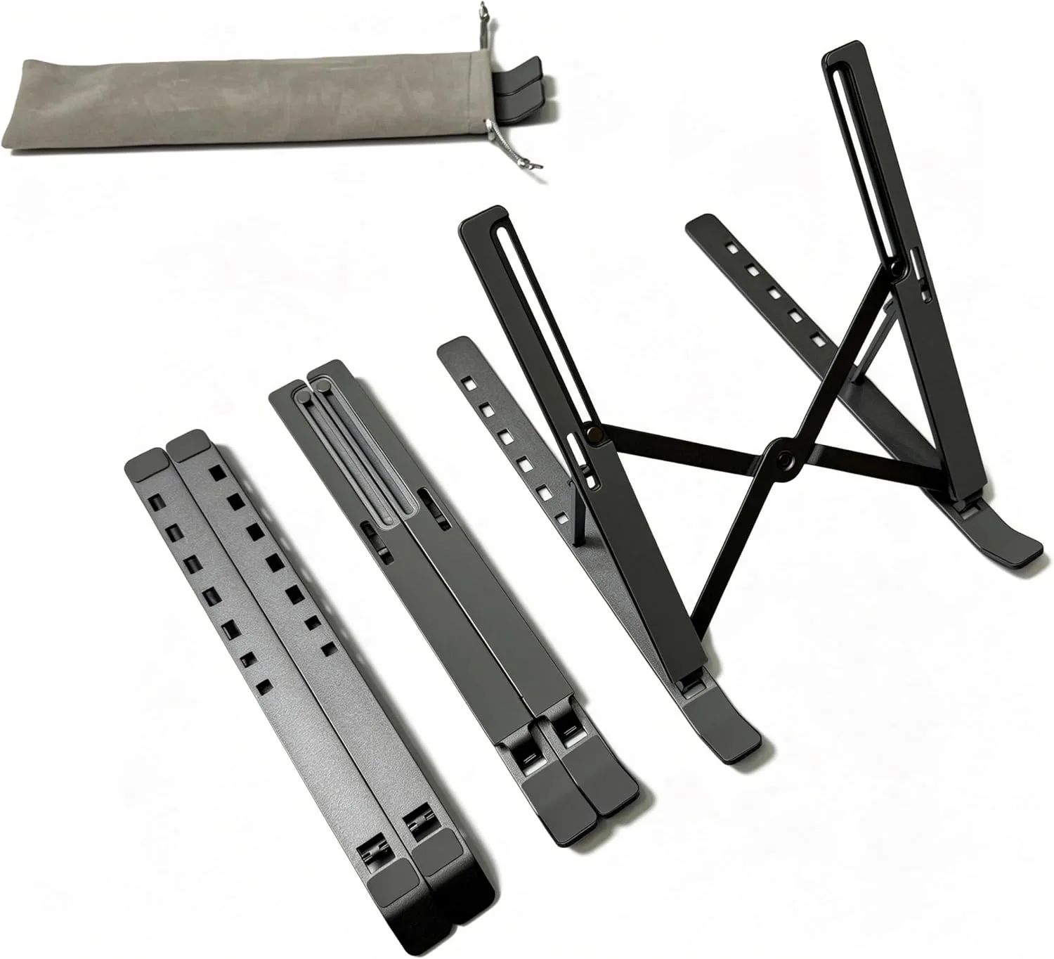 Desktop Laptop Stand, iPad Stand, Aluminum Alloy, Portable Foldable, 7 Level Adjustable, Ergonomic, Suitable for Laptops Up to 18 Inches, Easily Put it in Bag and use it Anywhere (1, Grey)