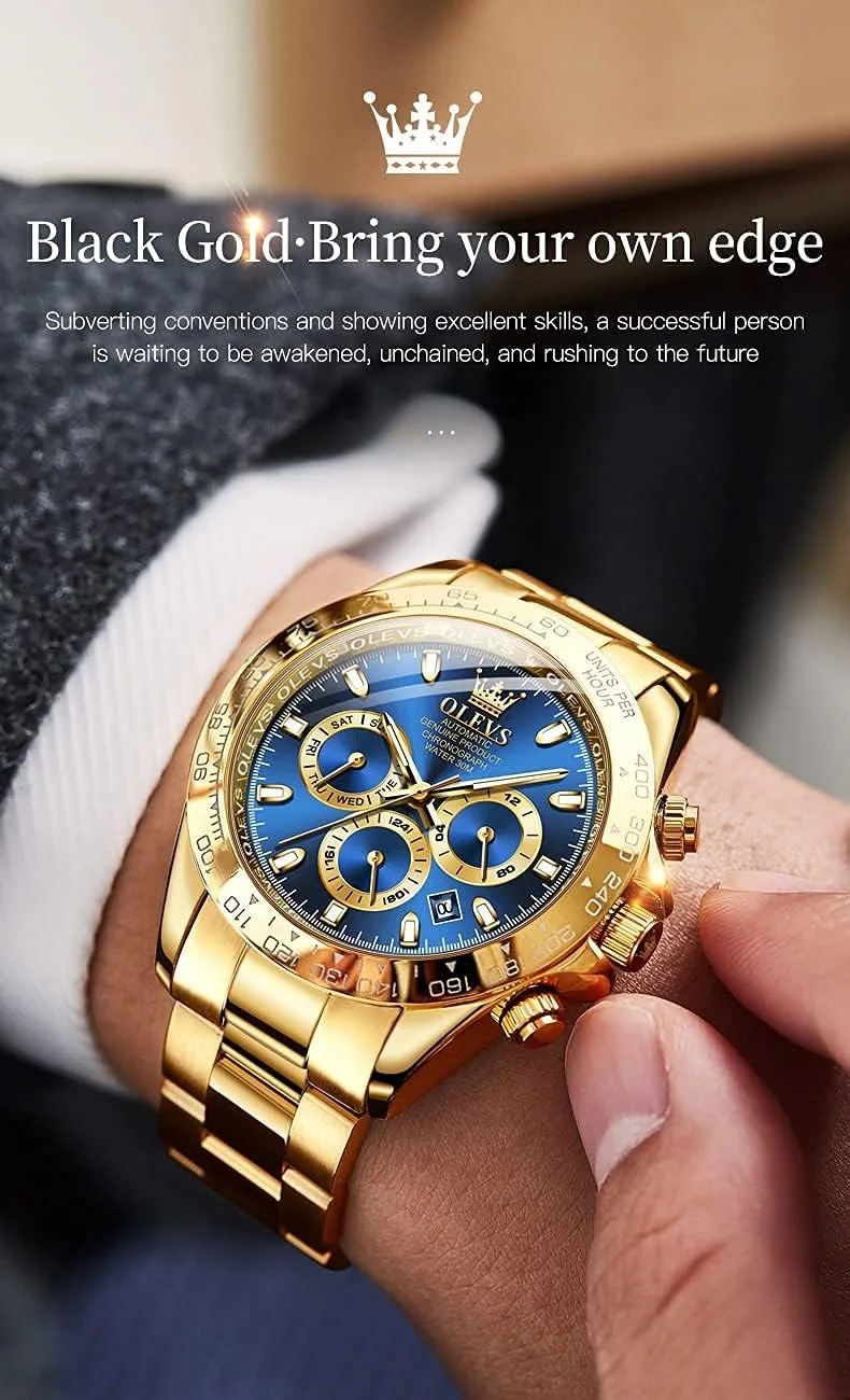 OLEVS Automatic Gold Watches for Men Luxury Classic Stainless Steel