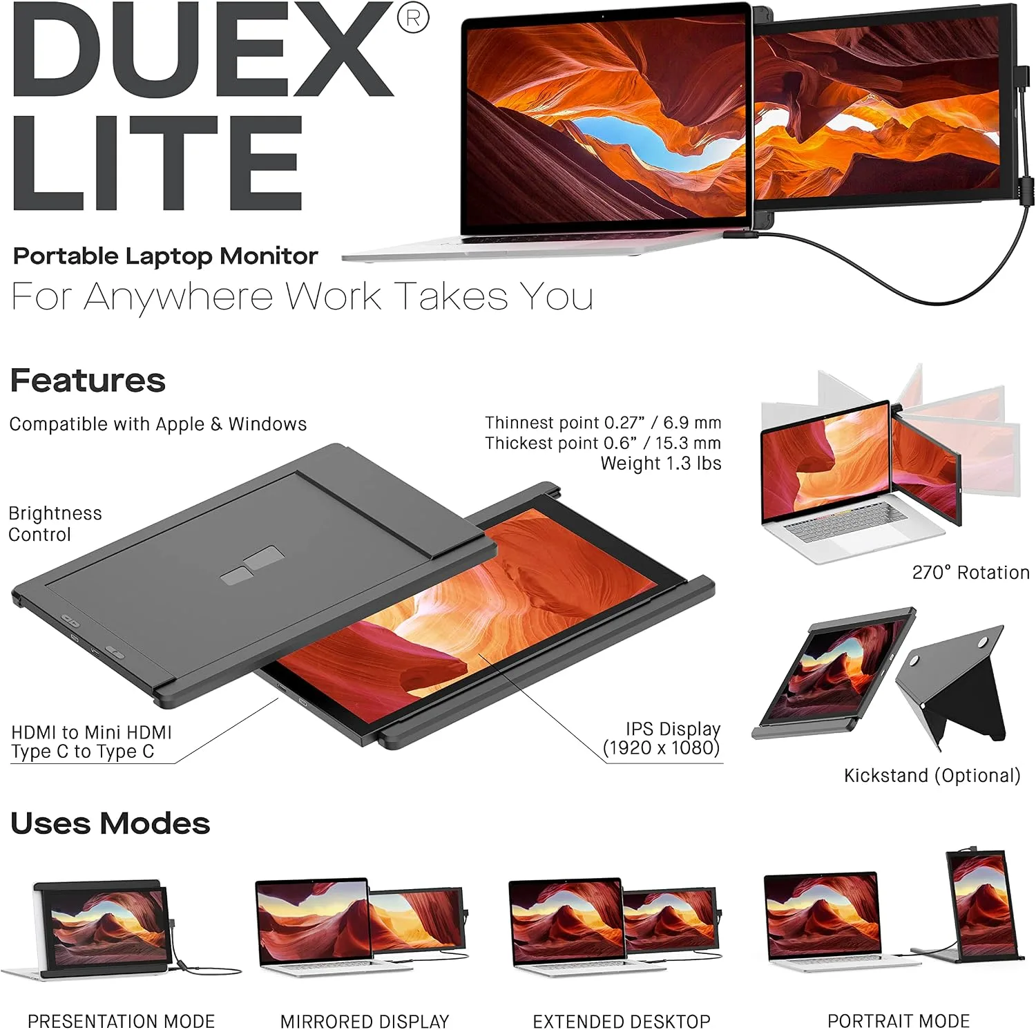 Portable Monitor - Mobile Pixels Duex Lite 12.5" FHD 1080p Laptop Monitors