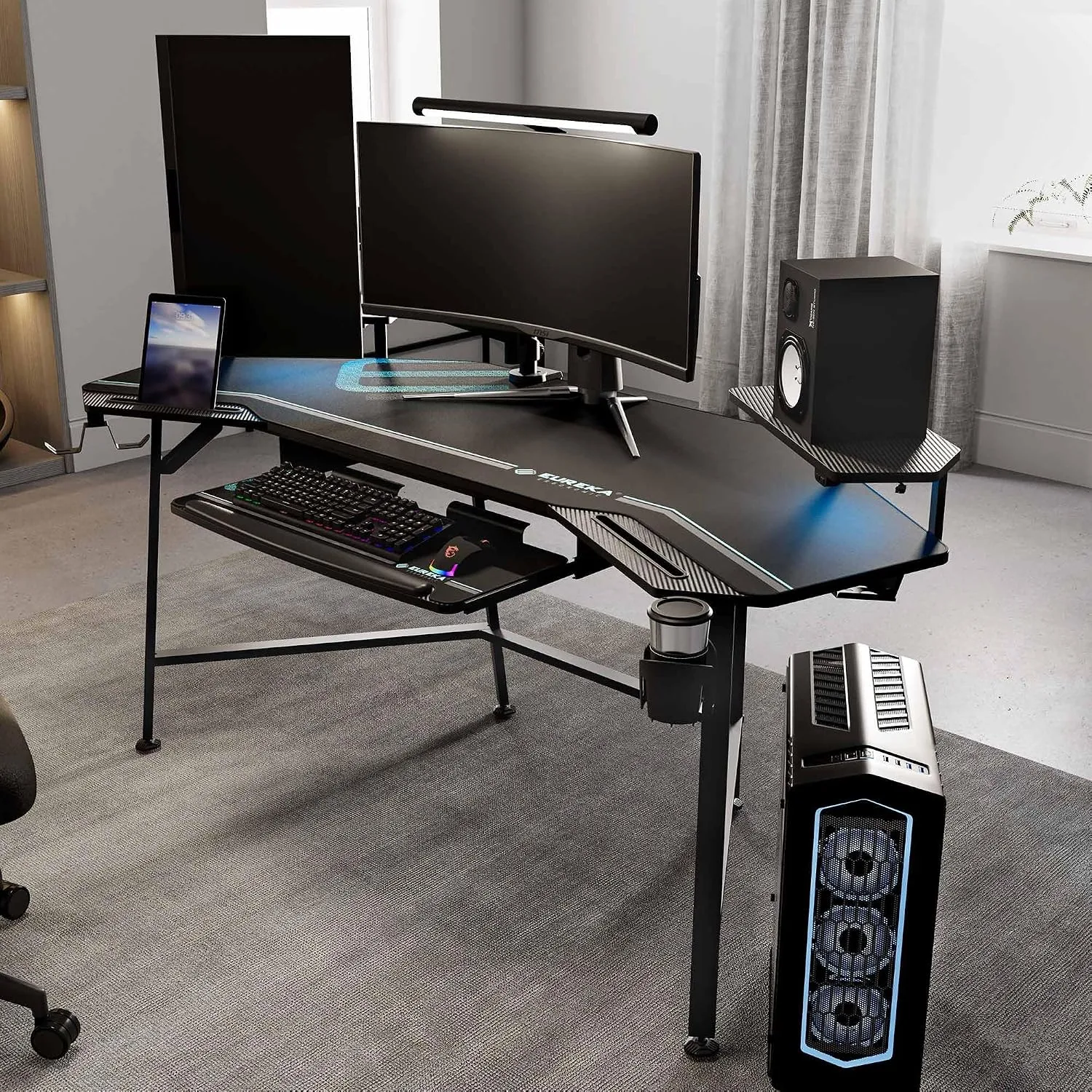 EUREKA ERGONOMIC Gaming Desk, 72 Inch with Full Mouse Pad and Keyboard Tray