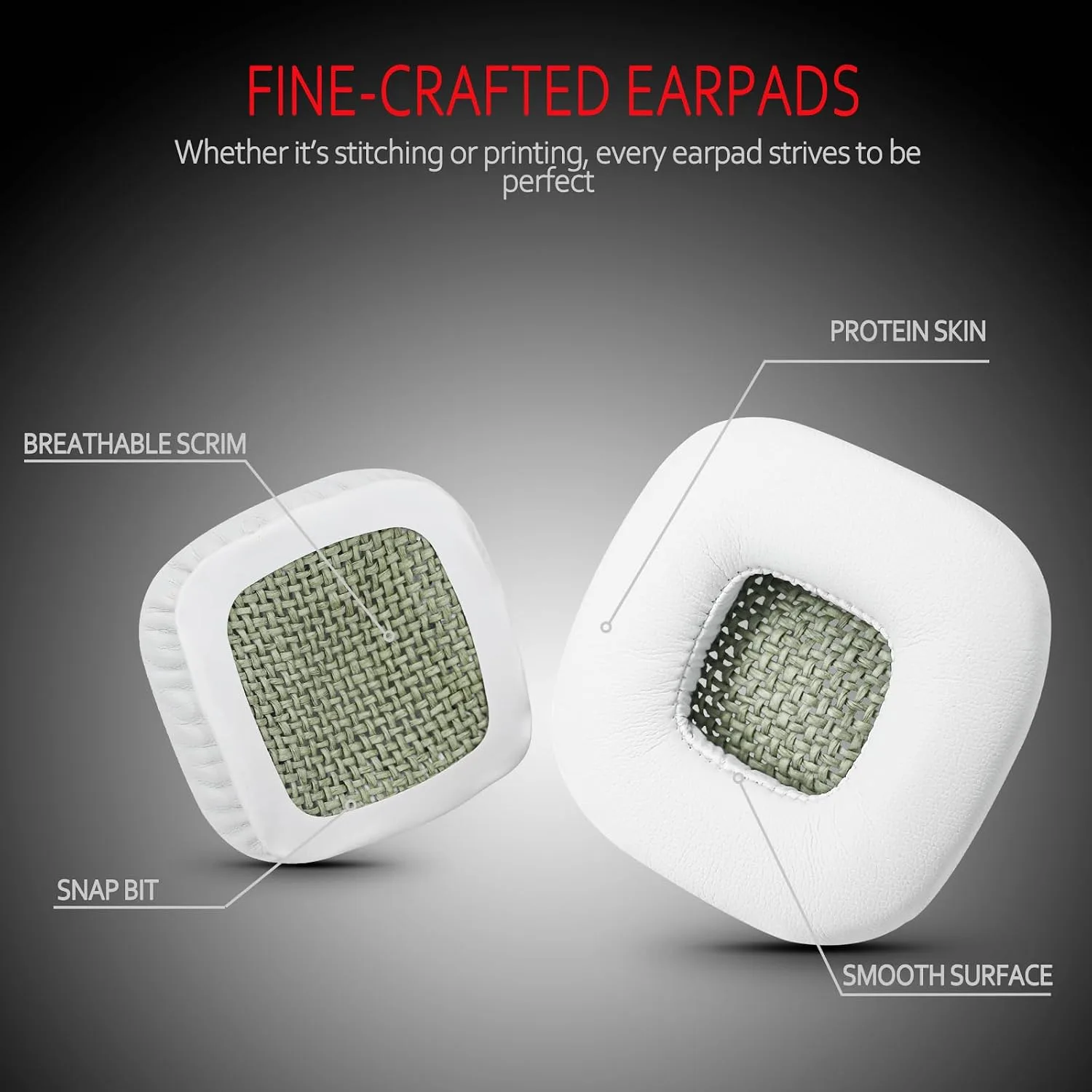 Krone Kalpasmos Replacement Earpads for Marshall Major I/II Headphones, Ear Cushion Compatible with Marshall Major 1/2 Ear Pads, White