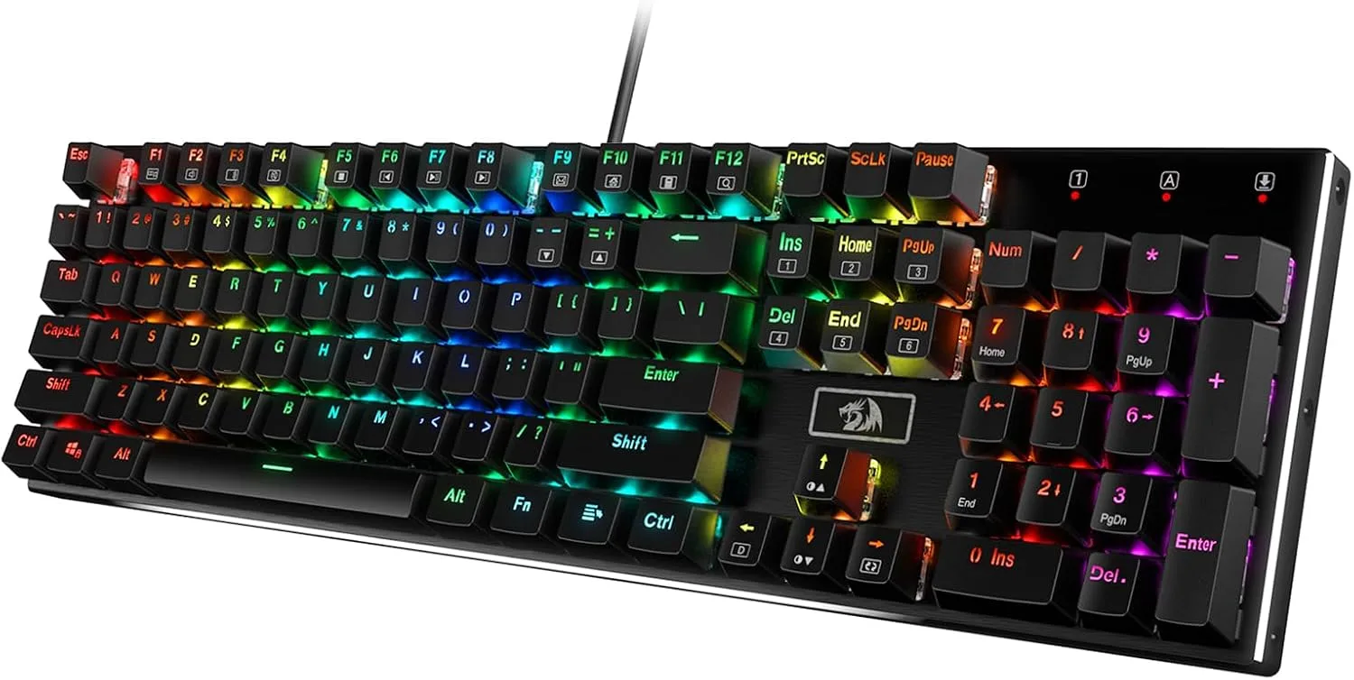 Teclado Gamer Redragon K556 Mecánico RGB Cableado 104 Teclas Aluminio