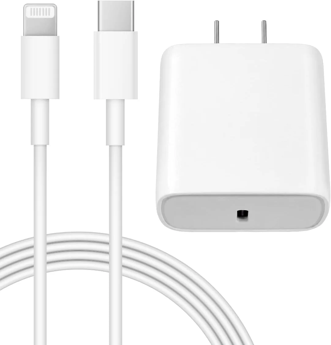 Cargador de pared USB C 20W Coreykin con cable de 6 pies para iPhone 14 13 12