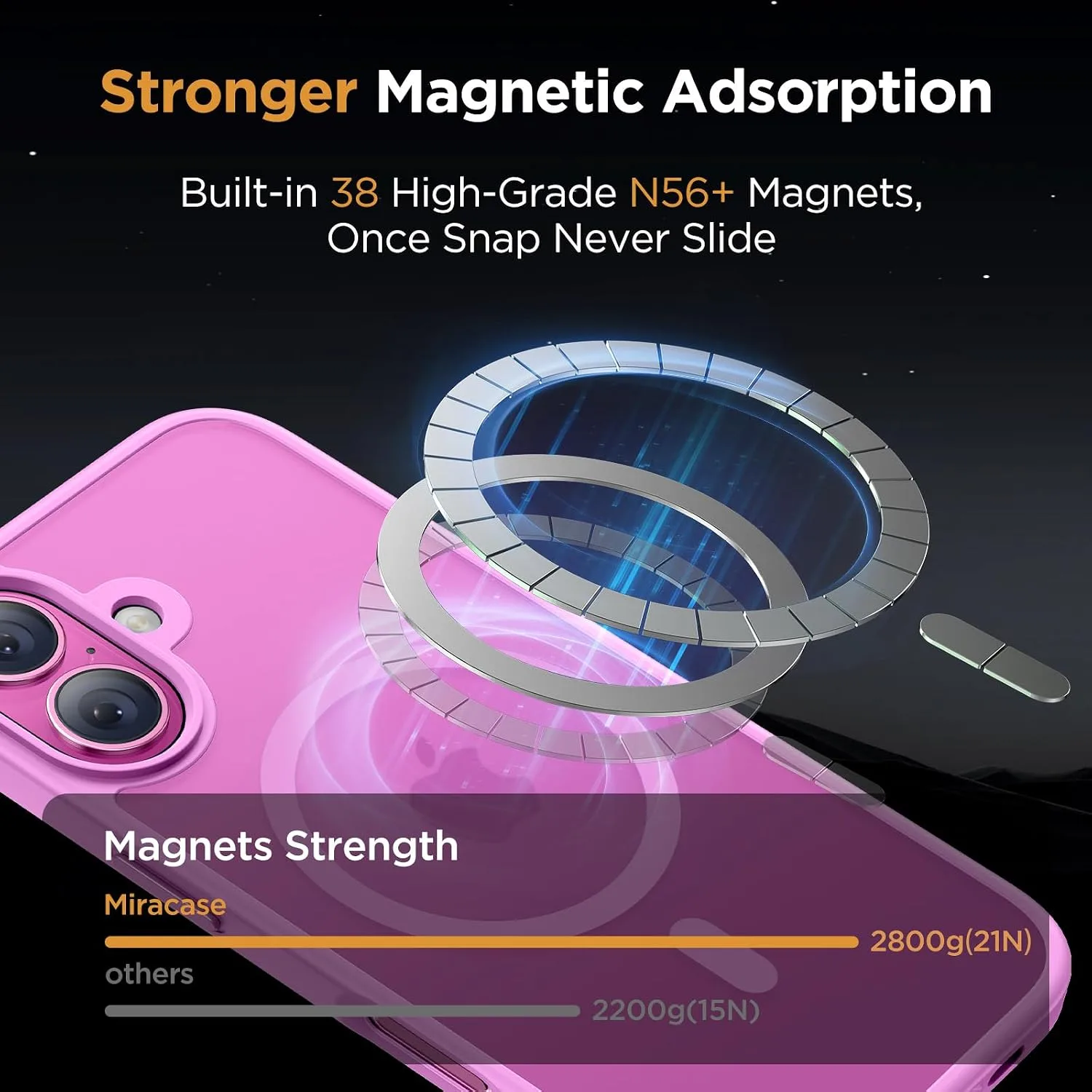 Miracase Magnetic Series for iPhone 16 Case [Compatible with MagSafe] Military-Grade Protection, Anti-Fingerprint, Slim Phone Case for iPhone 16 6.1 inch - Lilac Pink