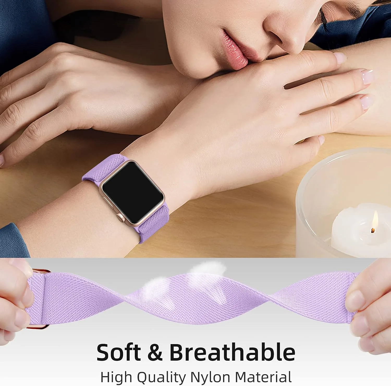 DaQin 3 Pack Stretchy Solo Loop Compatible with Apple Watch Bands Men Women