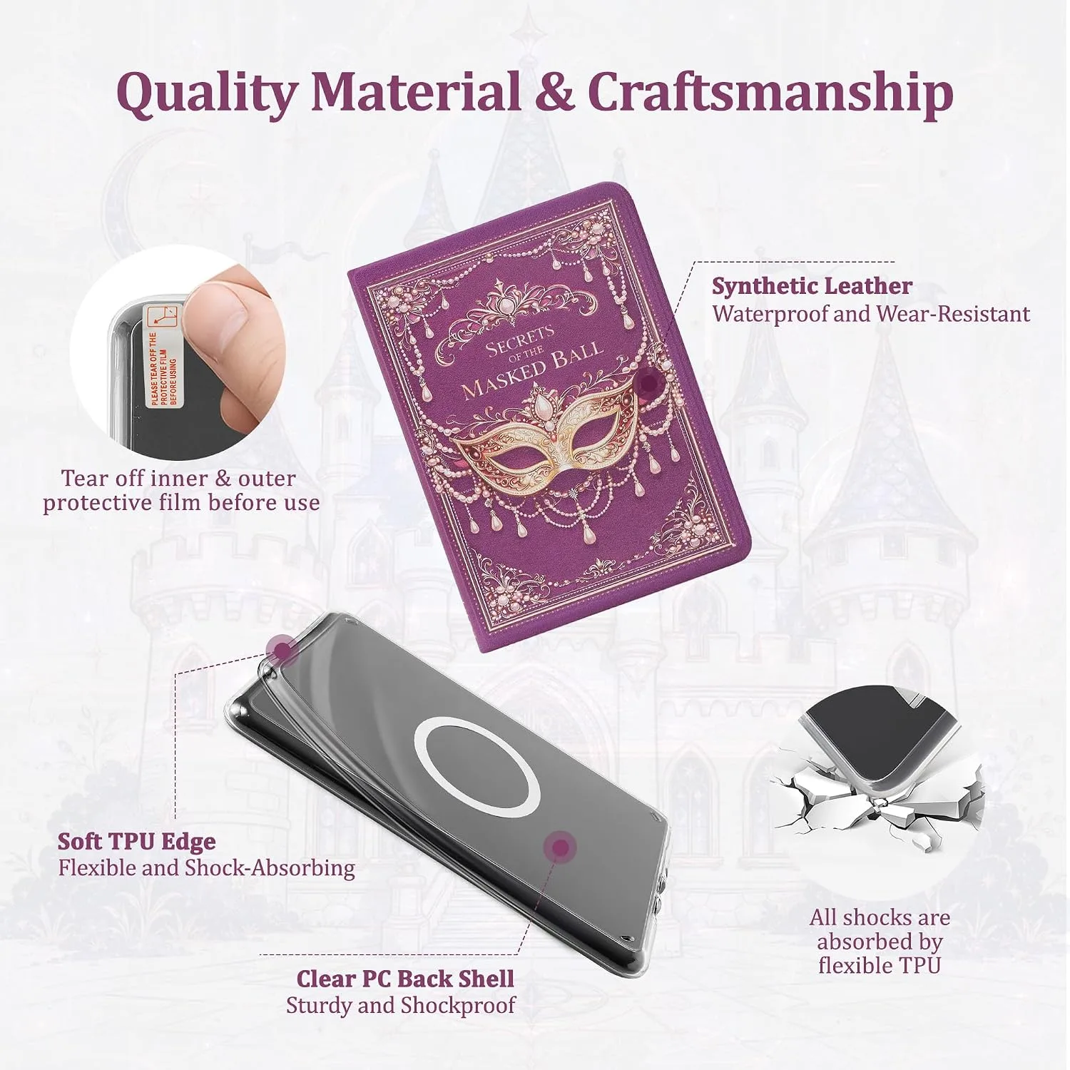 Magnetic Book Cover Case for 7'' Kindle Paperwhite & Colorsoft