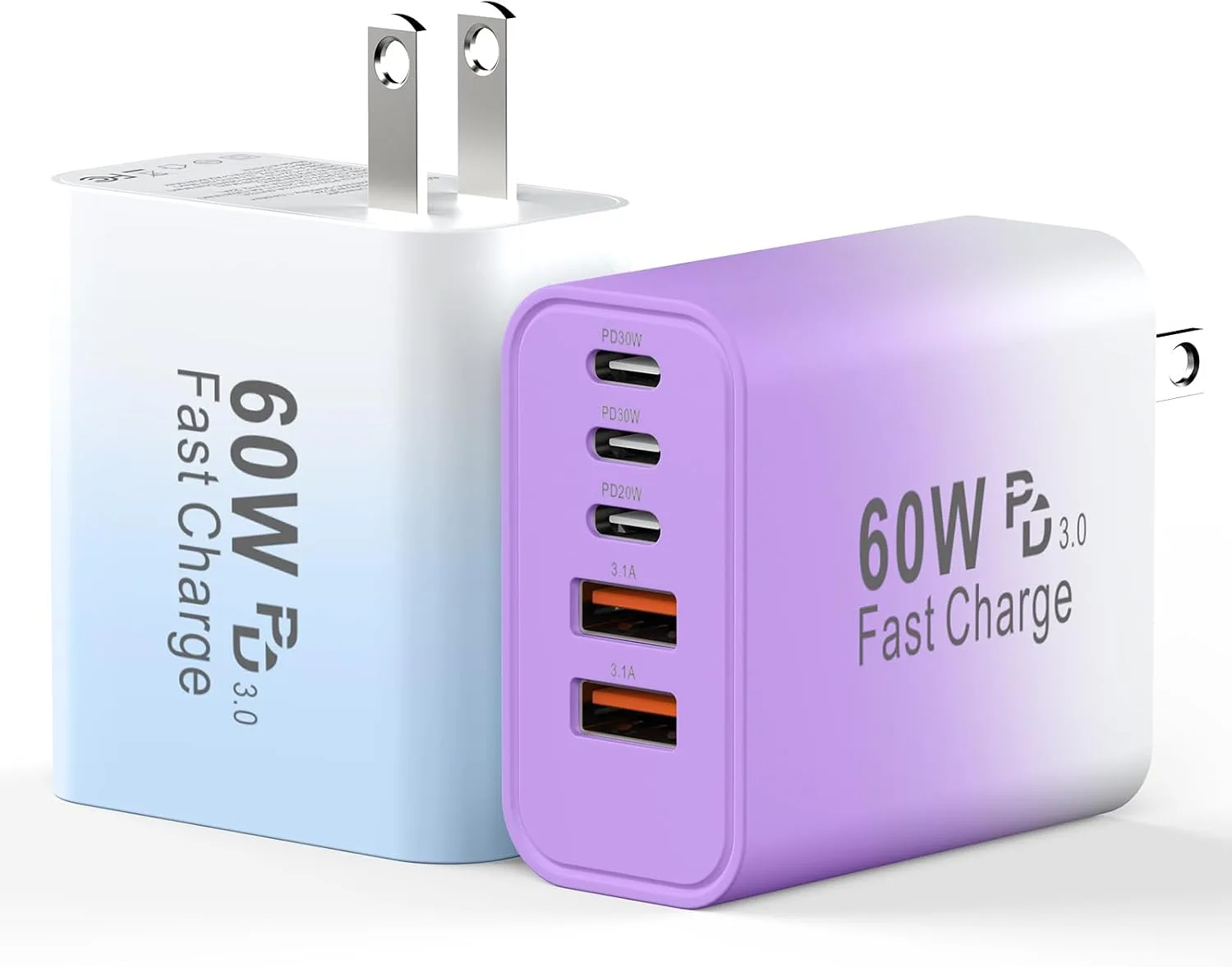 USB C Fast Charger Blocks, 60W iPhone USB Type C Wall Charging Power Blocks