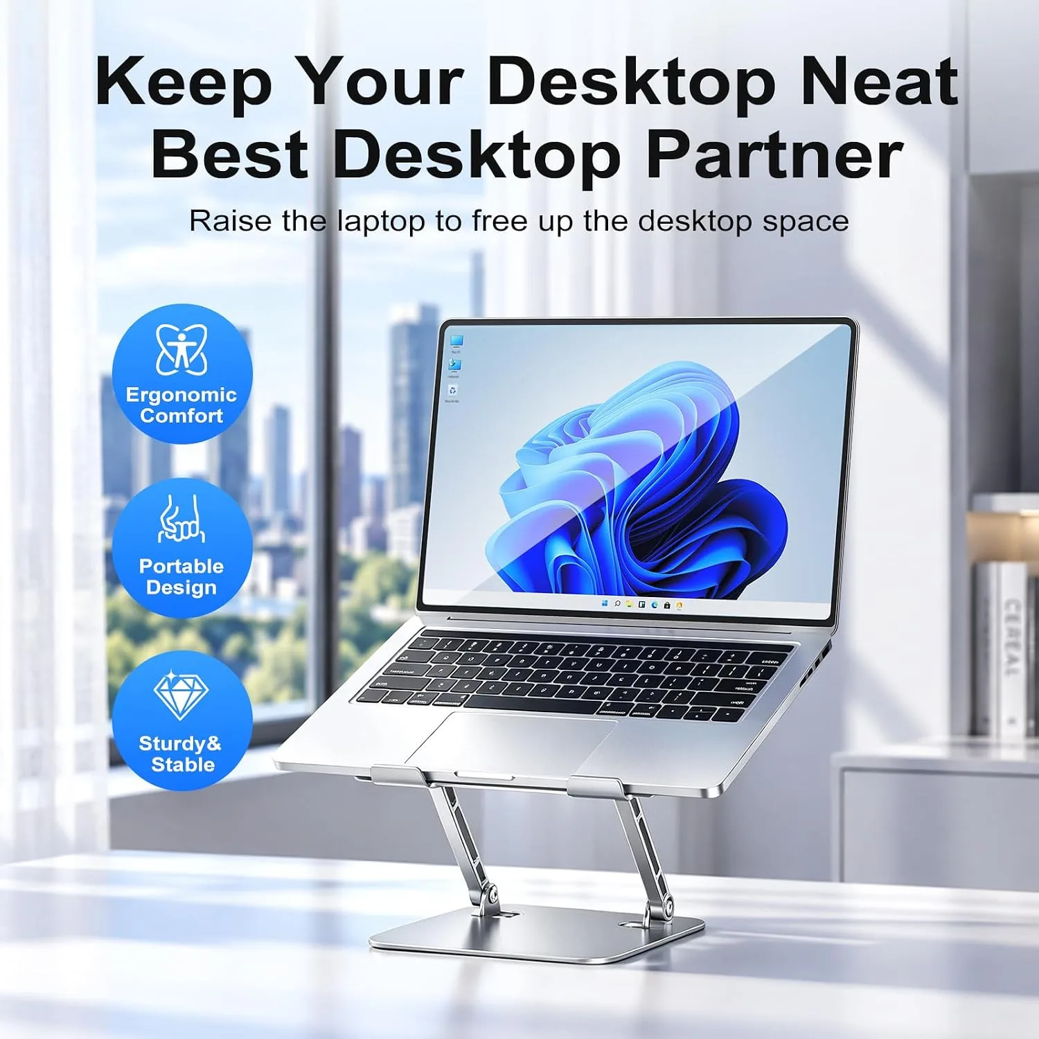 Orlian Adjustable Aluminum Laptop Stand for Desk, Laptop Riser for 11-16"