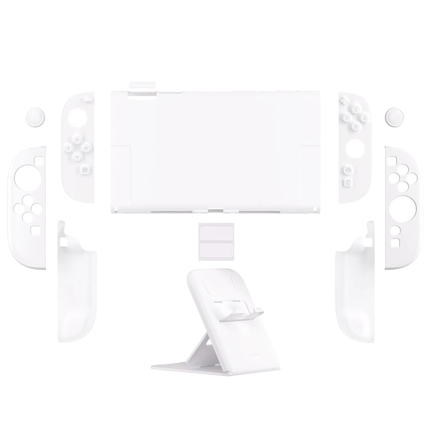 PlayVital Hard Case for Nintendo Switch 2 with Extra Stand & Thumb Grip Caps | Split Design, Dockable Protective Full-Body Shell Cover for Nintendo Switch 2 | Solid Color Series, White