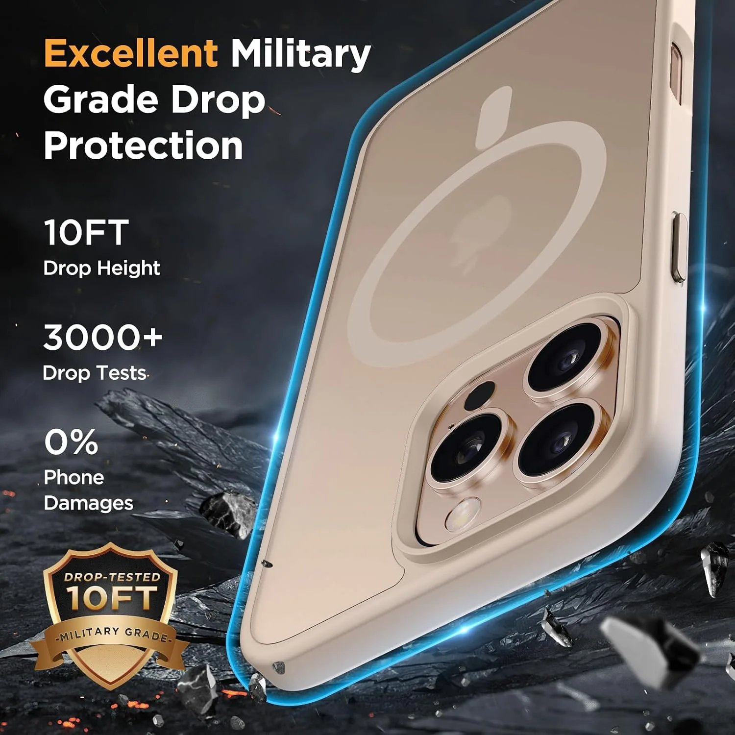 Miracase for iPhone 16 Pro Matte Series Case, Magnetic, Desert Gold
