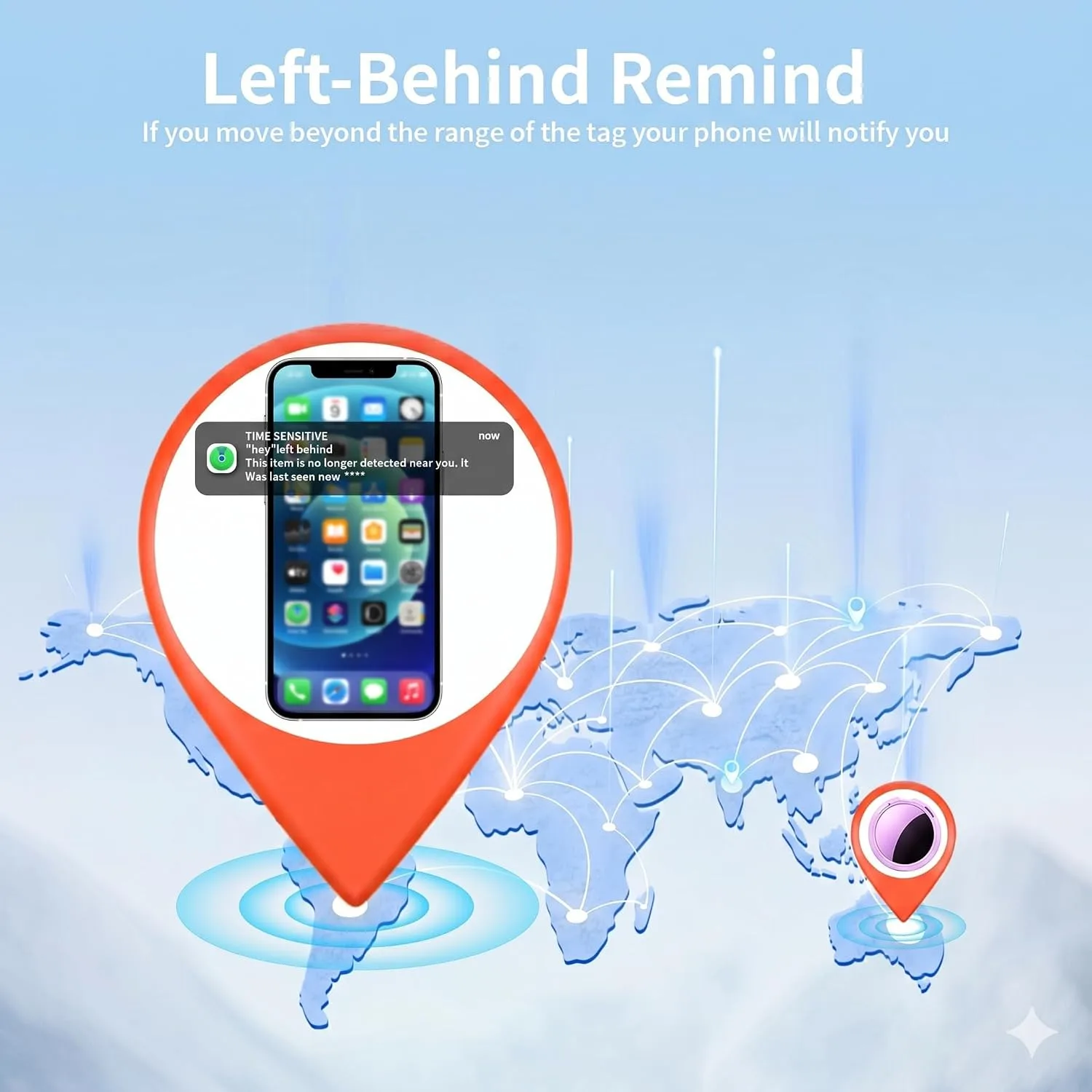 2 Pack Tracker Tags Finder Apple Find My MFi Certified Waterproof iOS Only