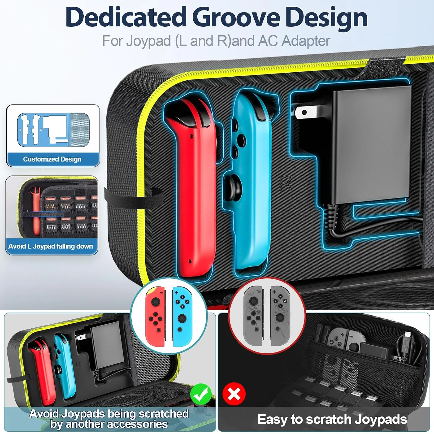 OIVO Switch OLED Carrying Case Compatible with Nintendo Switch & OLED, Portable Switch Travel Carry Case Fit for Joy-Con and Adapter, Hard Shell Protective Switch Pouch Bag with 20 Games, Yellow