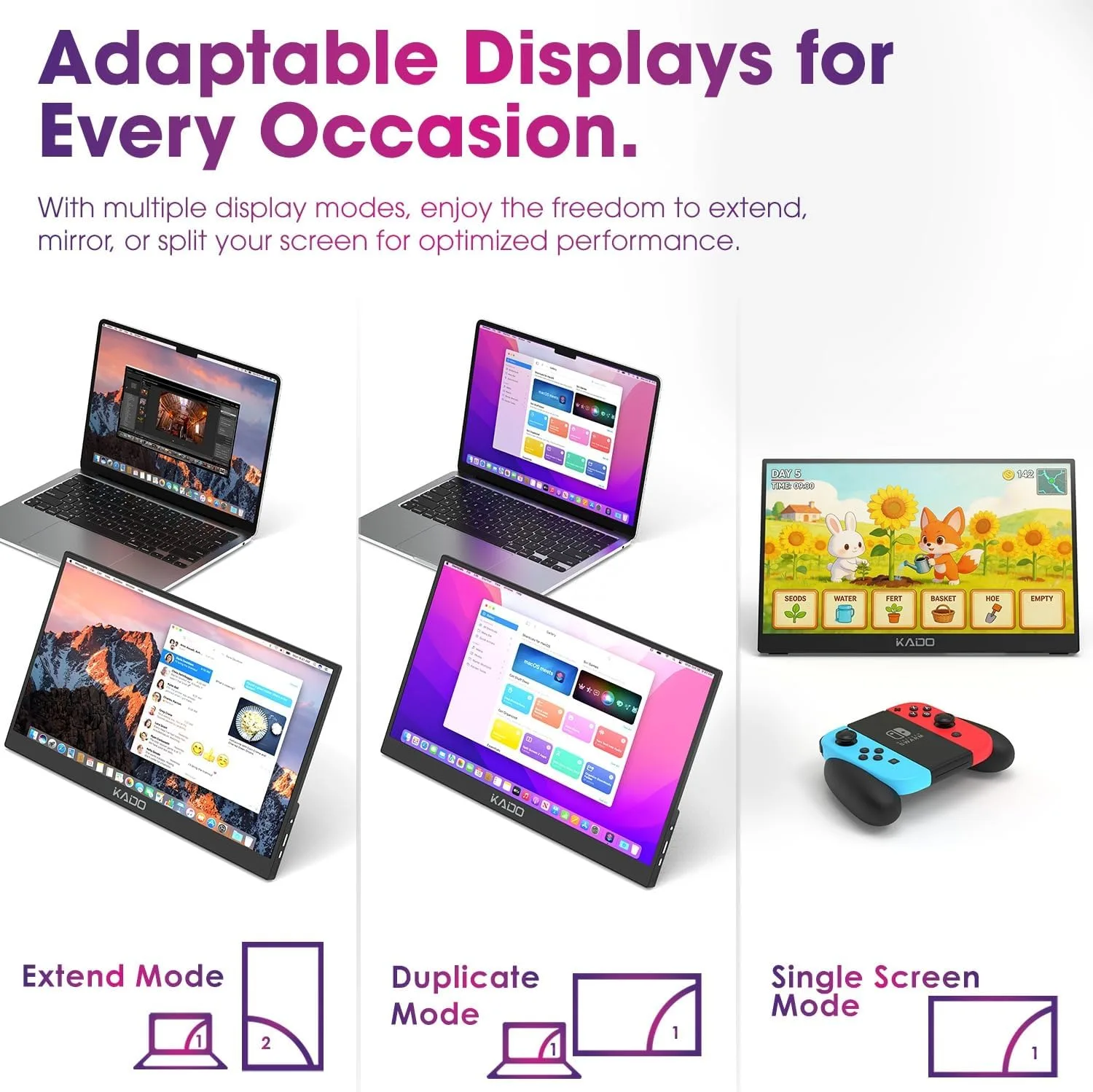 Kado 2-Pack Portable Monitor 15.6-Inch 1920x1080 USB-C HDMI IPS Display