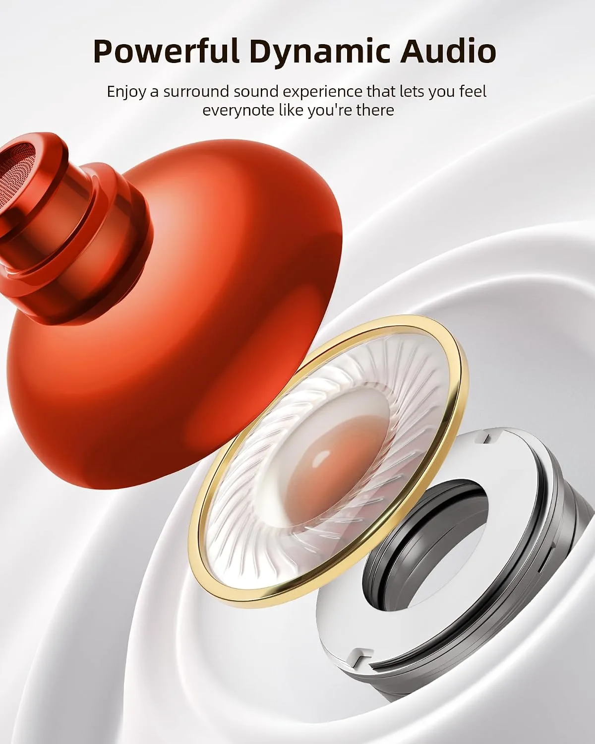 PocBuds Bluetooth Headphones Wireless Earbuds 80hrs Playtime Wireless Charging Case Digital Display Sport Ear Buds with Earhook Deep Bass IPX7 Waterproof Over-Ear Earphones for Phone Laptop Beige