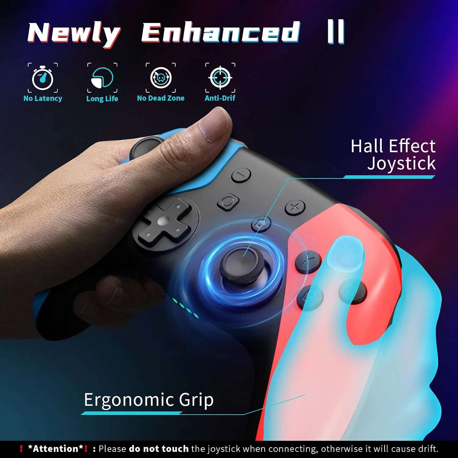 AceGamer 2 Pack Wireless Controller for Nintendo Switch/Lite/OLED/Switch 2, Hall Effect Joystick for Switch 2 Pro Controller with Wake-Up/Turbo/Dual Vibration/Programmable (Red+Blue)